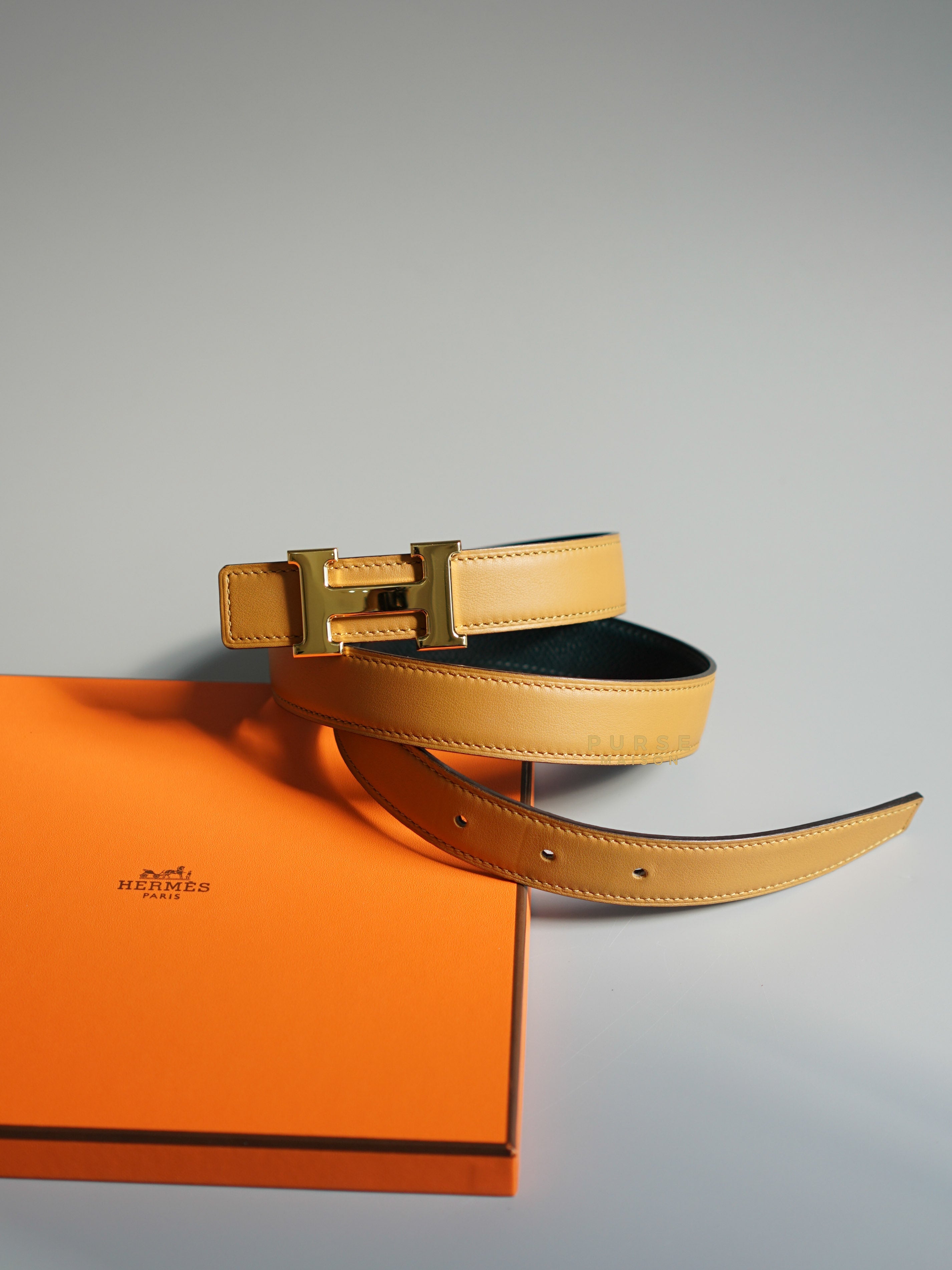 Hermes Constance H Buckle Gold and Reversible Leather Belt (75cm) Stamp B | Purse Maison Luxury Bags Shop