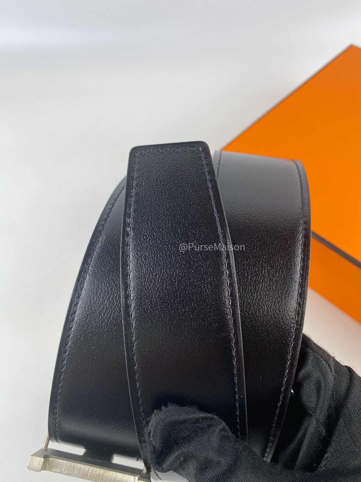Hermes Constance 42mm Reversible Leather Belt Black/Chocolate