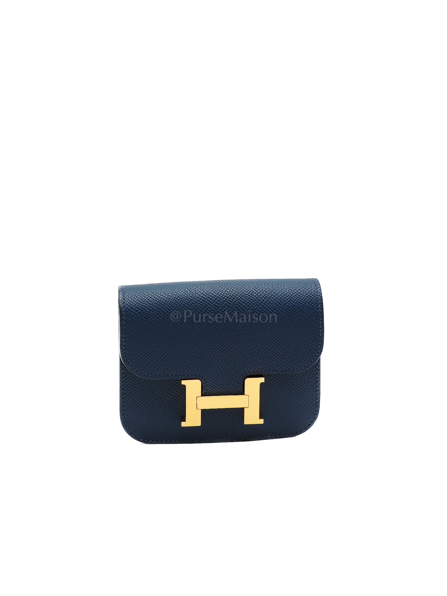 Constance Slim Wallet in Bleu Saphir Epsom Leather Gold Hardware Stamp B(2023) | Purse Maison Luxury Bags Shop