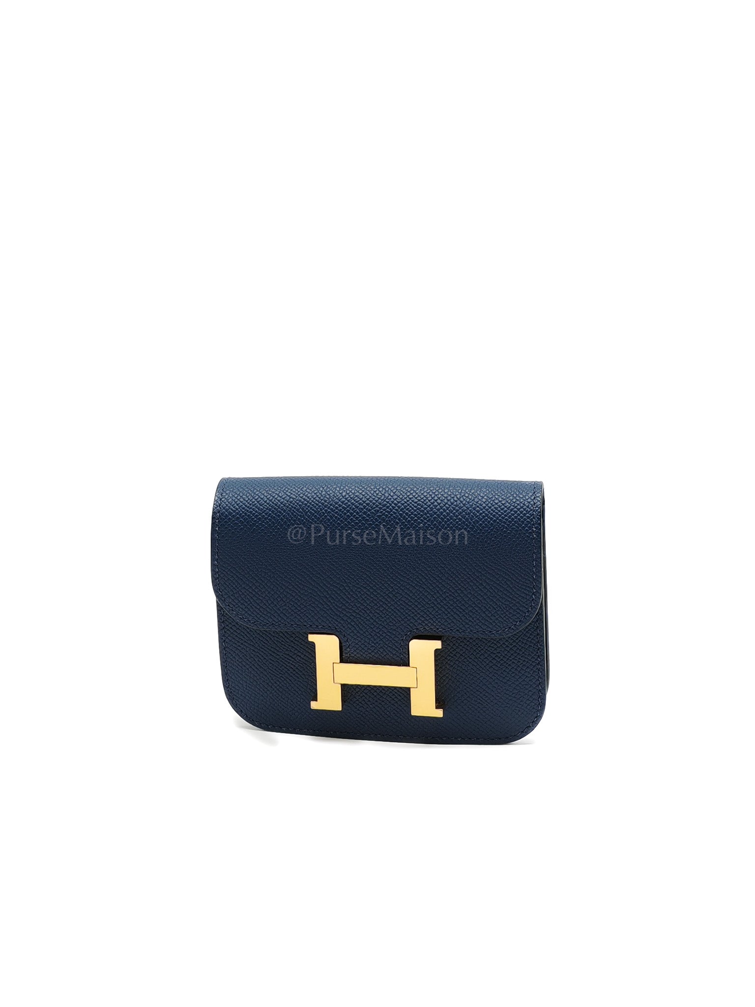 Constance Slim Wallet in Bleu Saphir Epsom Leather Gold Hardware Stamp B(2023) | Purse Maison Luxury Bags Shop