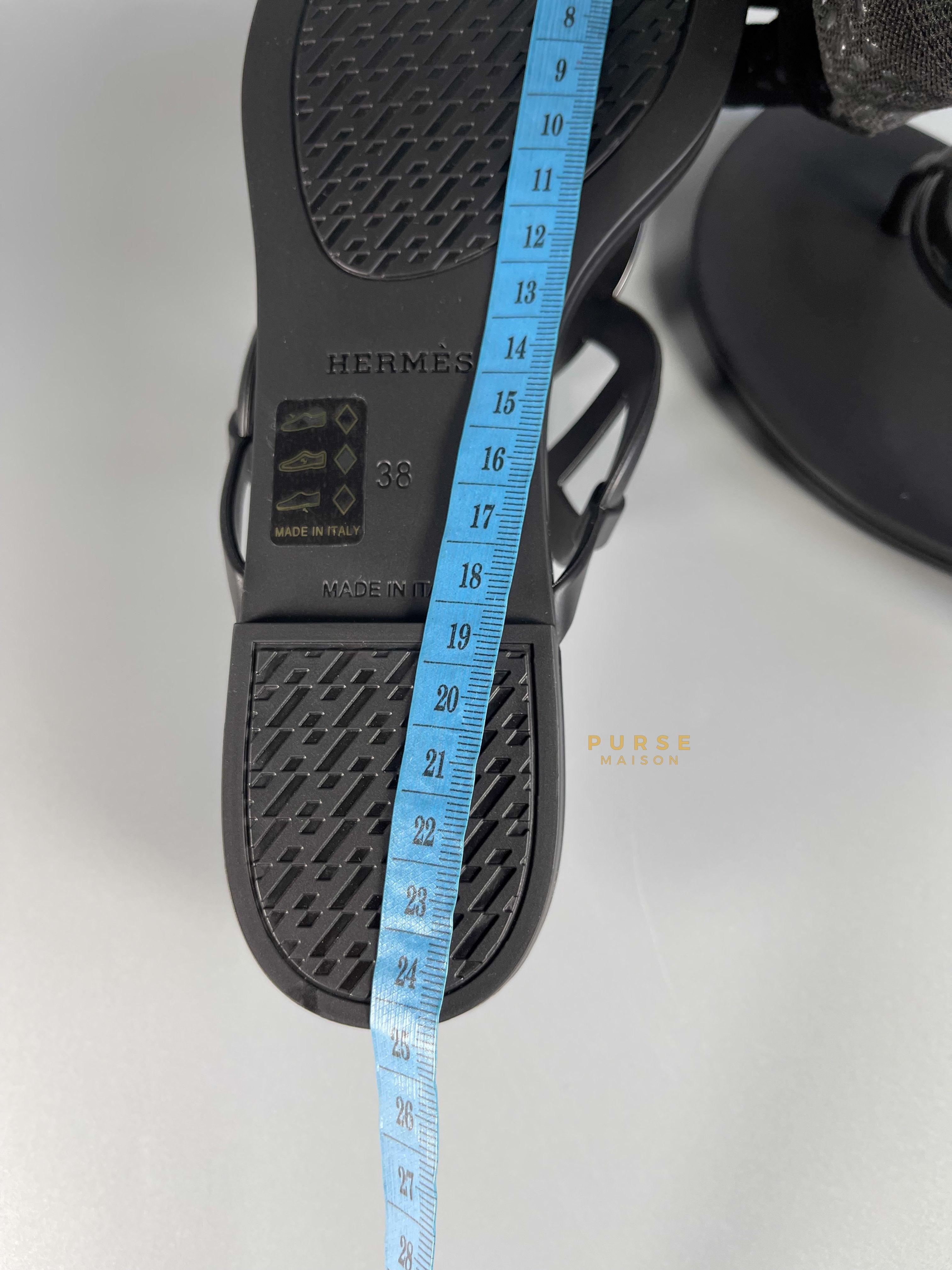 Hermes Egerie Black Sandals Size 38 EU (cm) | Purse Maison Luxury Bags Shop