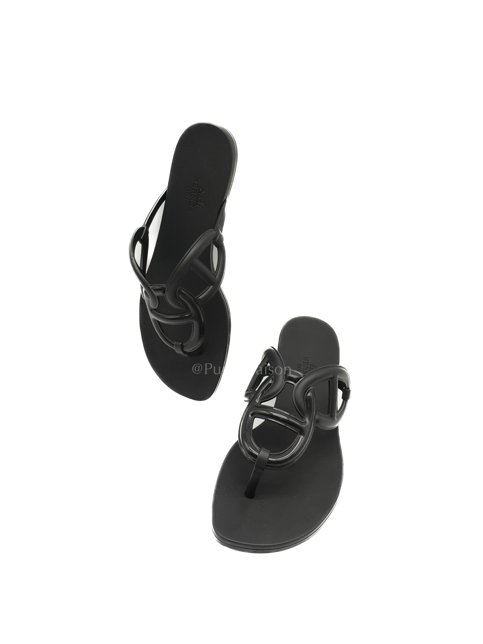 Hermes Egerie Rubber Sandals in Black Size 36 EU (22.5cm) | Purse Maison Luxury Bags Shop