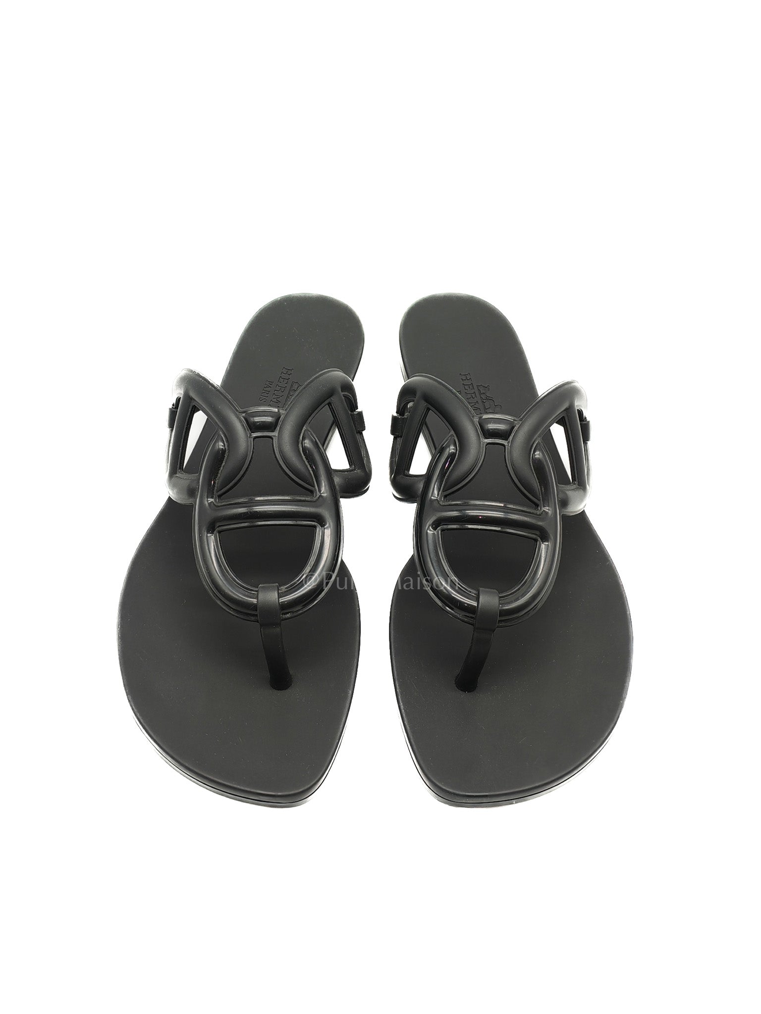 Hermes Egerie Rubber Sandals in Black Size 36 EU (22.5cm) | Purse Maison Luxury Bags Shop