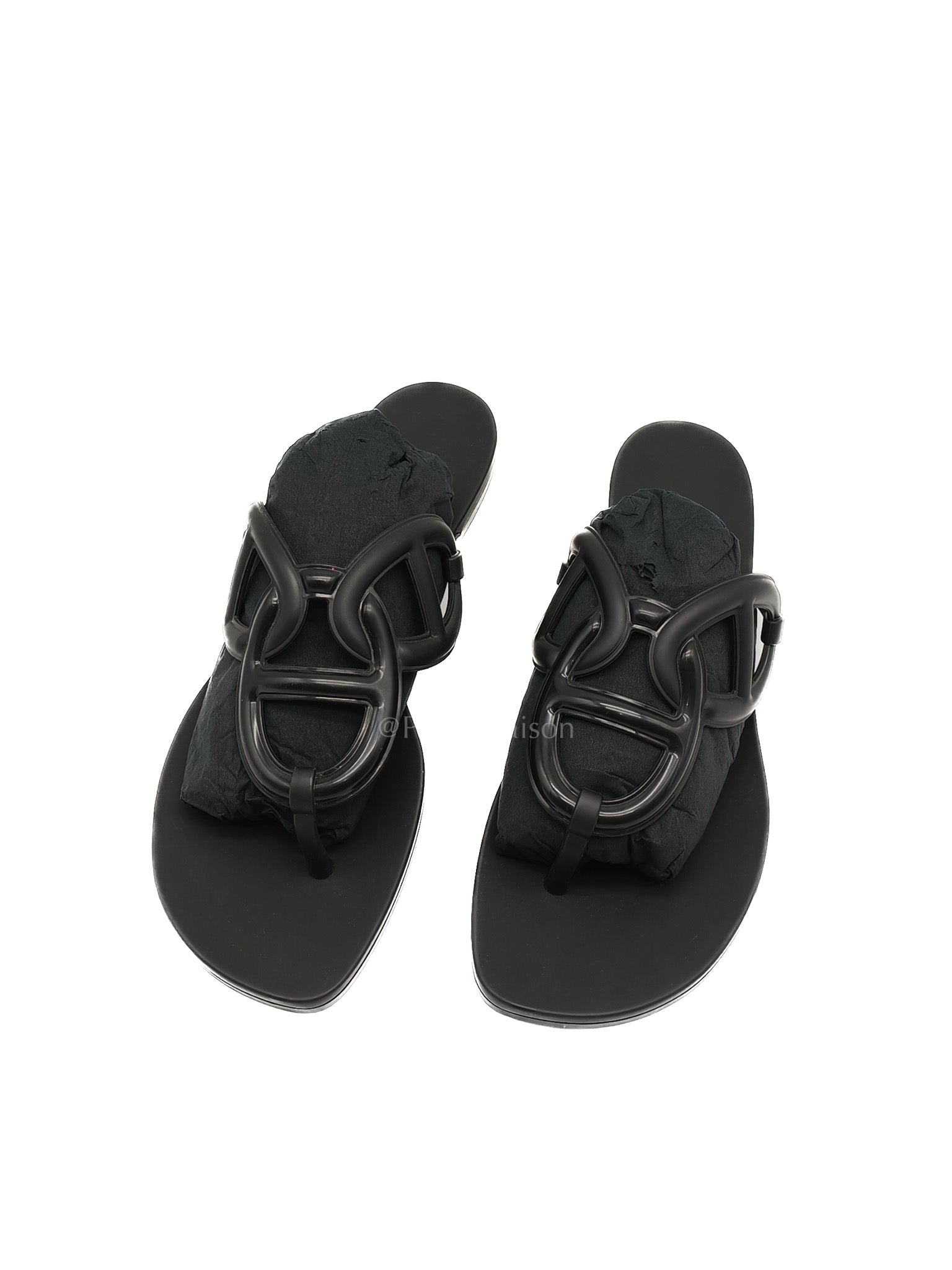 Hermes Egerie Rubber Sandals in Black Size 36 EU (22.5cm) | Purse Maison Luxury Bags Shop