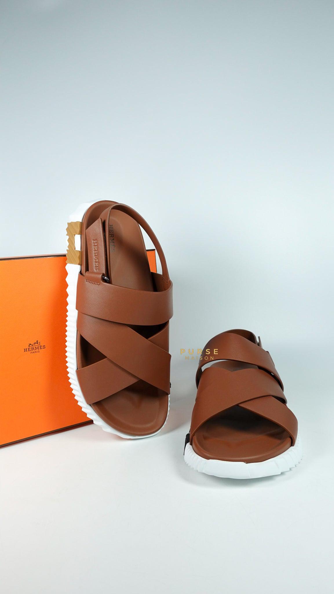 Hermes Electric Sandals For Men (Brown) Size 43