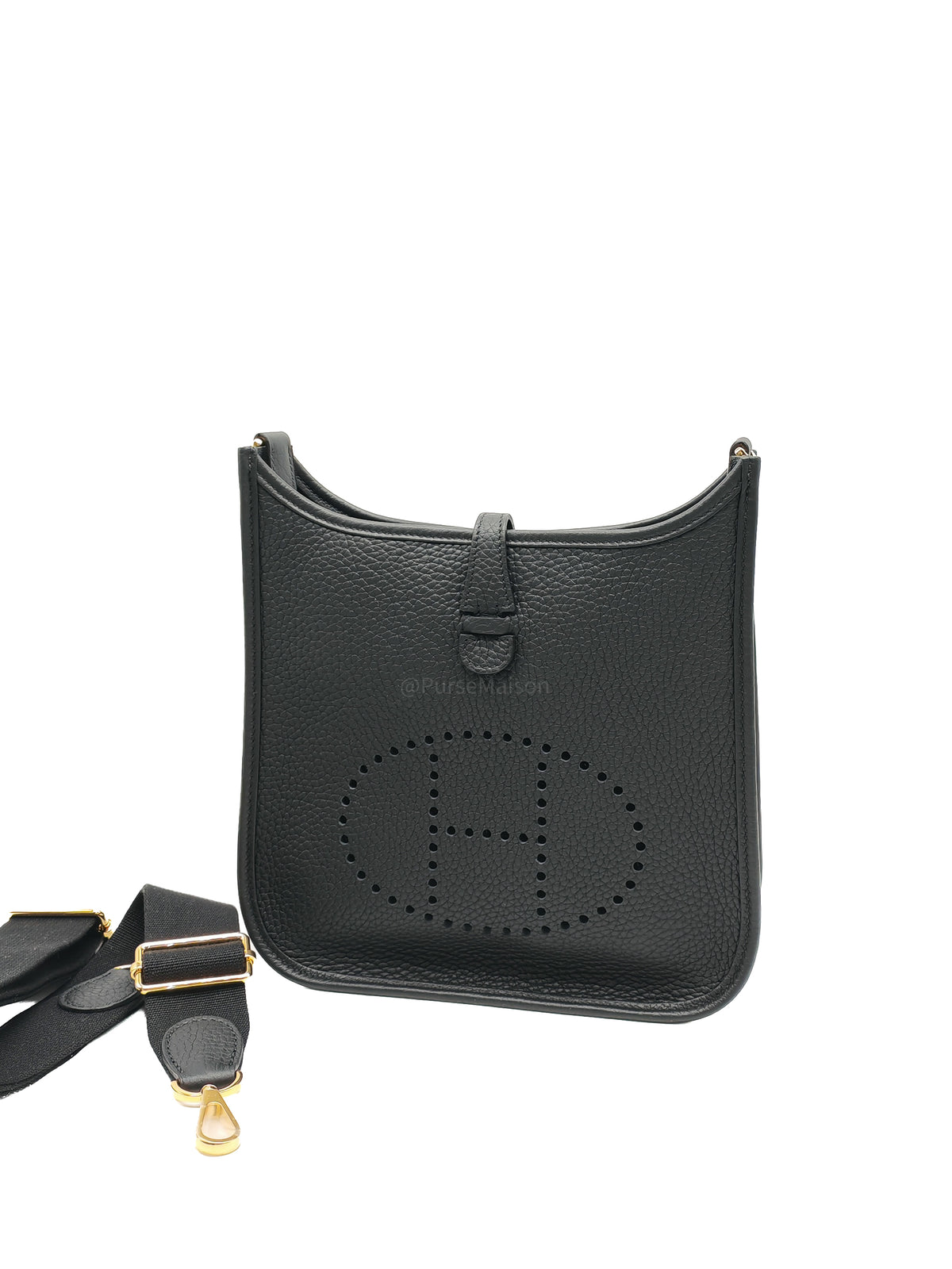 Hermes Evelyne 23 in Black/Noir Clemence Leather Gold Hardware Stamp G(2026) | Purse Maison Luxury Bags Shop