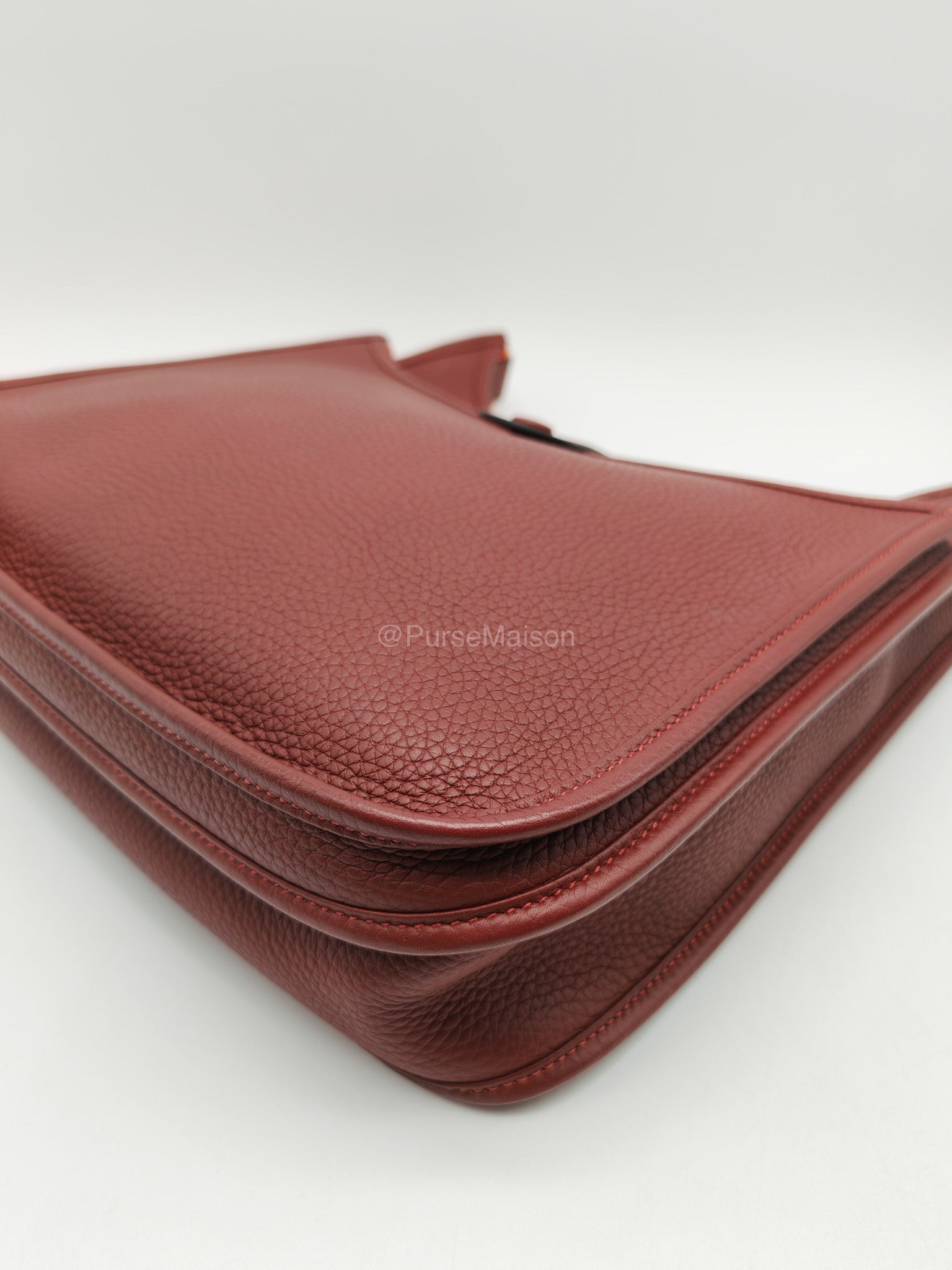 Hermes Evelyne PM in Rouge Clemence Leather and Gold Hardware Stamp K(2025) | Purse Maison Luxury Bags Shop