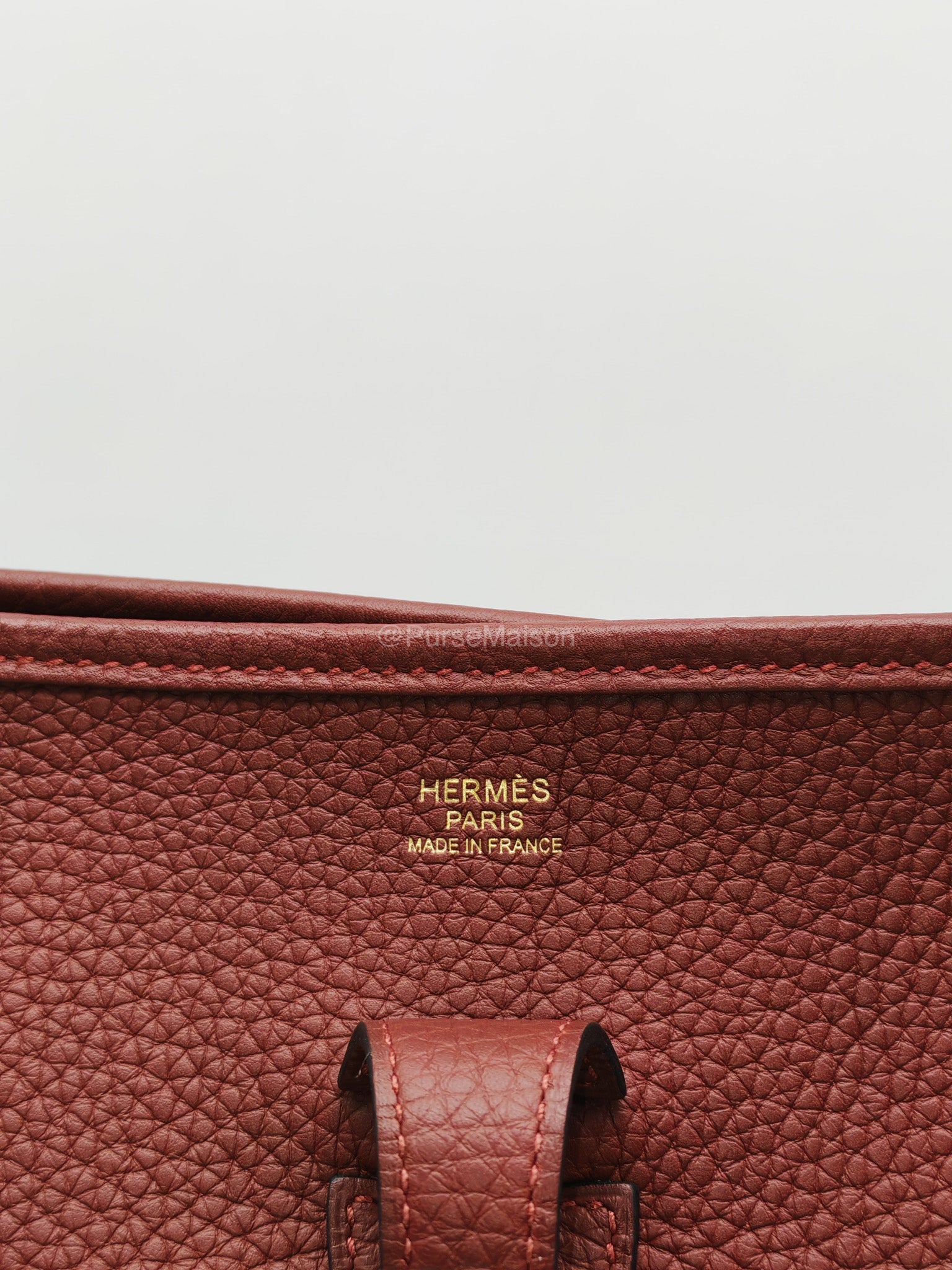 Hermes Evelyne PM in Rouge Clemence Leather and Gold Hardware Stamp K(2025) | Purse Maison Luxury Bags Shop