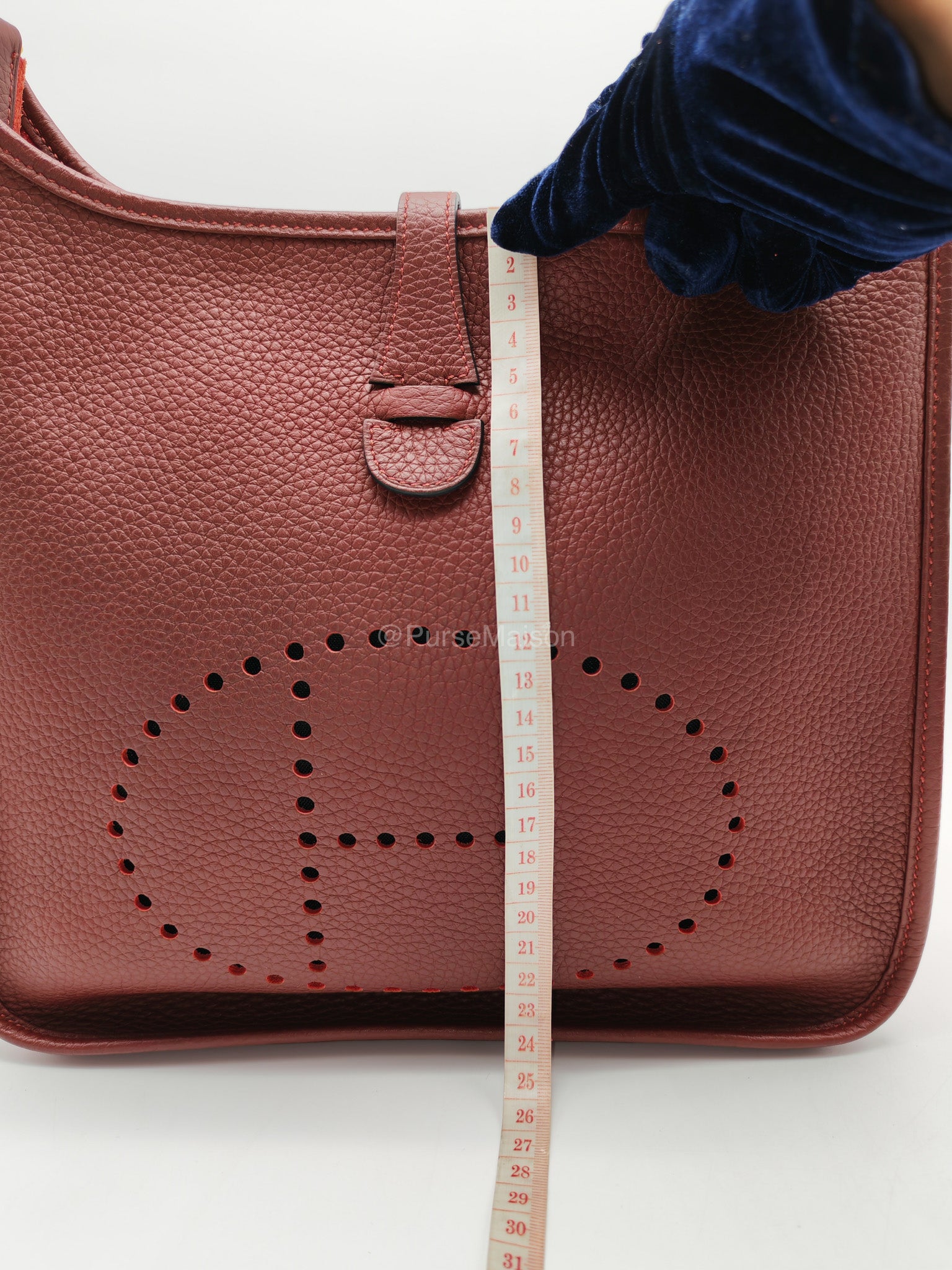 Hermes Evelyne PM in Rouge Clemence Leather and Gold Hardware Stamp K(2025) | Purse Maison Luxury Bags Shop