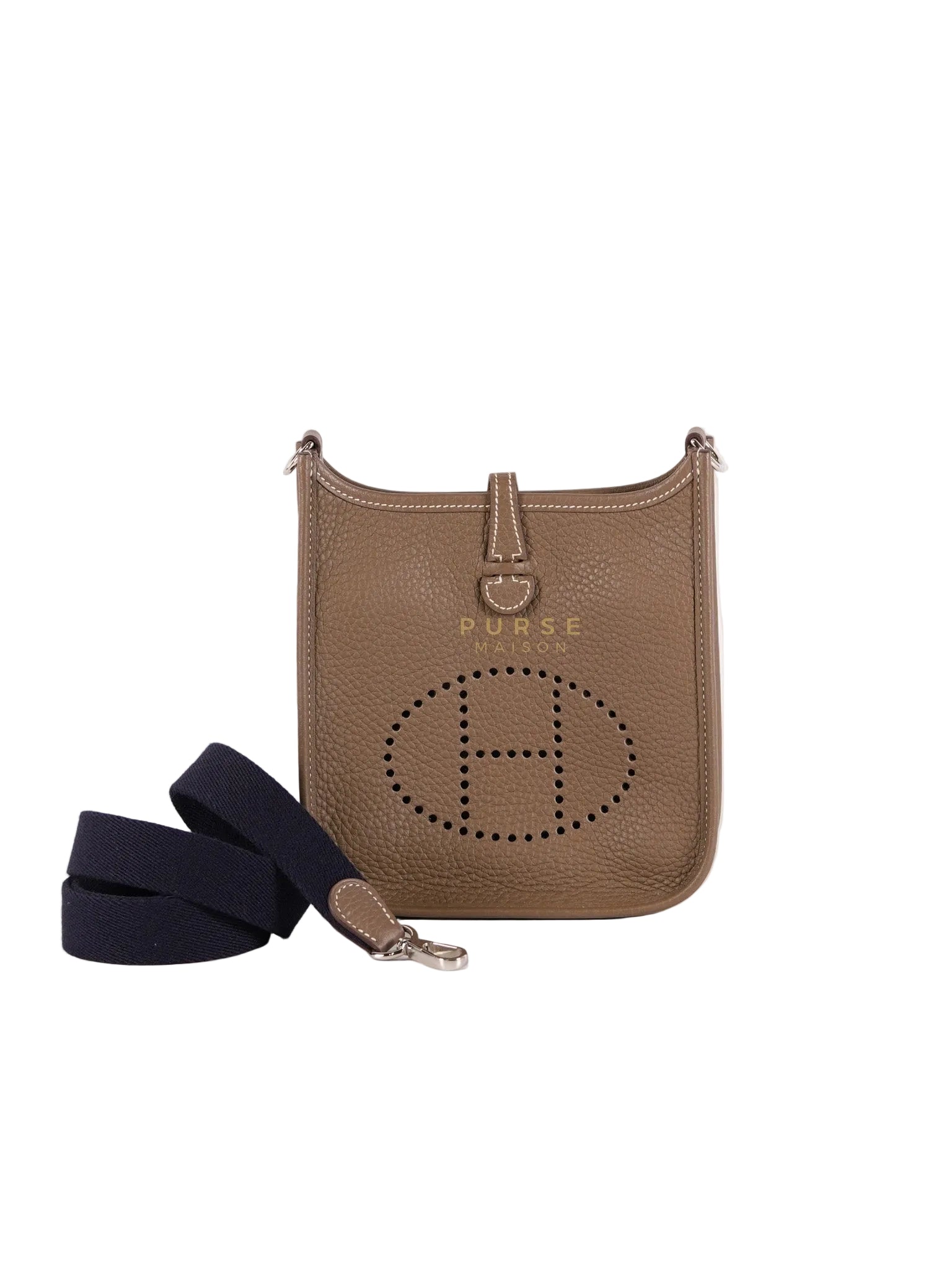 Evelyne TPM Etoupe in Clemence Leather and Palladium Hardware Stamp Y (2020) | Purse Maison Luxury Bags Shop