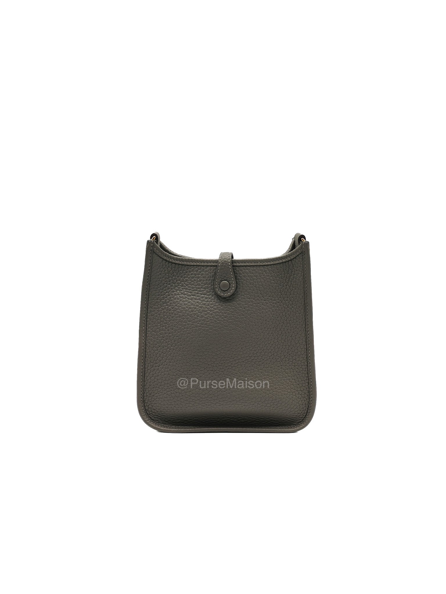 Hermes Evelyne TPM in Gris Meyer Clemence Leather and Gold Hardware Stamp W (2024) | Purse Maison Luxury Bags Shop