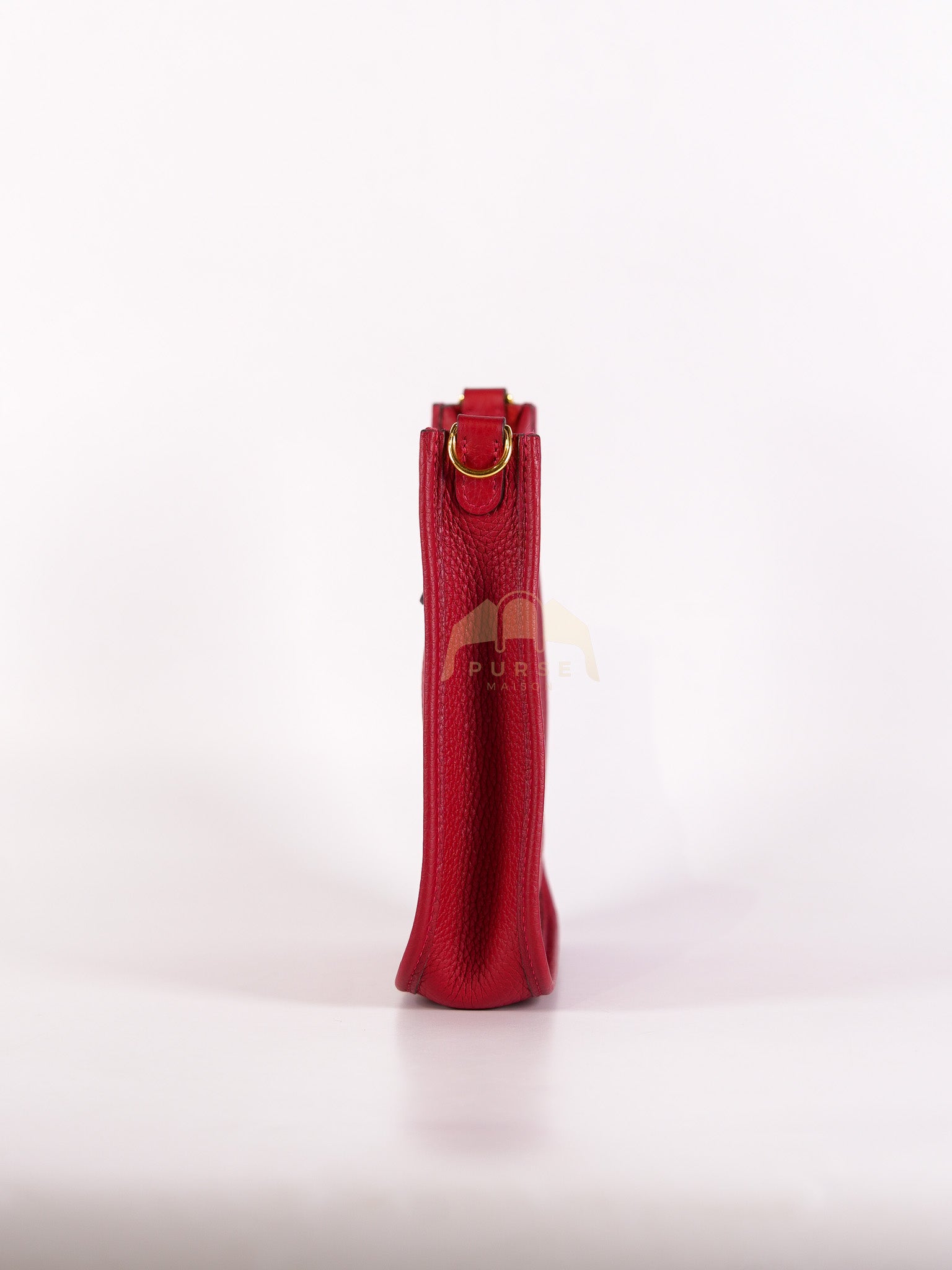 Evelyne TPM Red in Clemence Leather and Gold Hardware Stamp C (2018) | Purse Maison Luxury Bags Shop