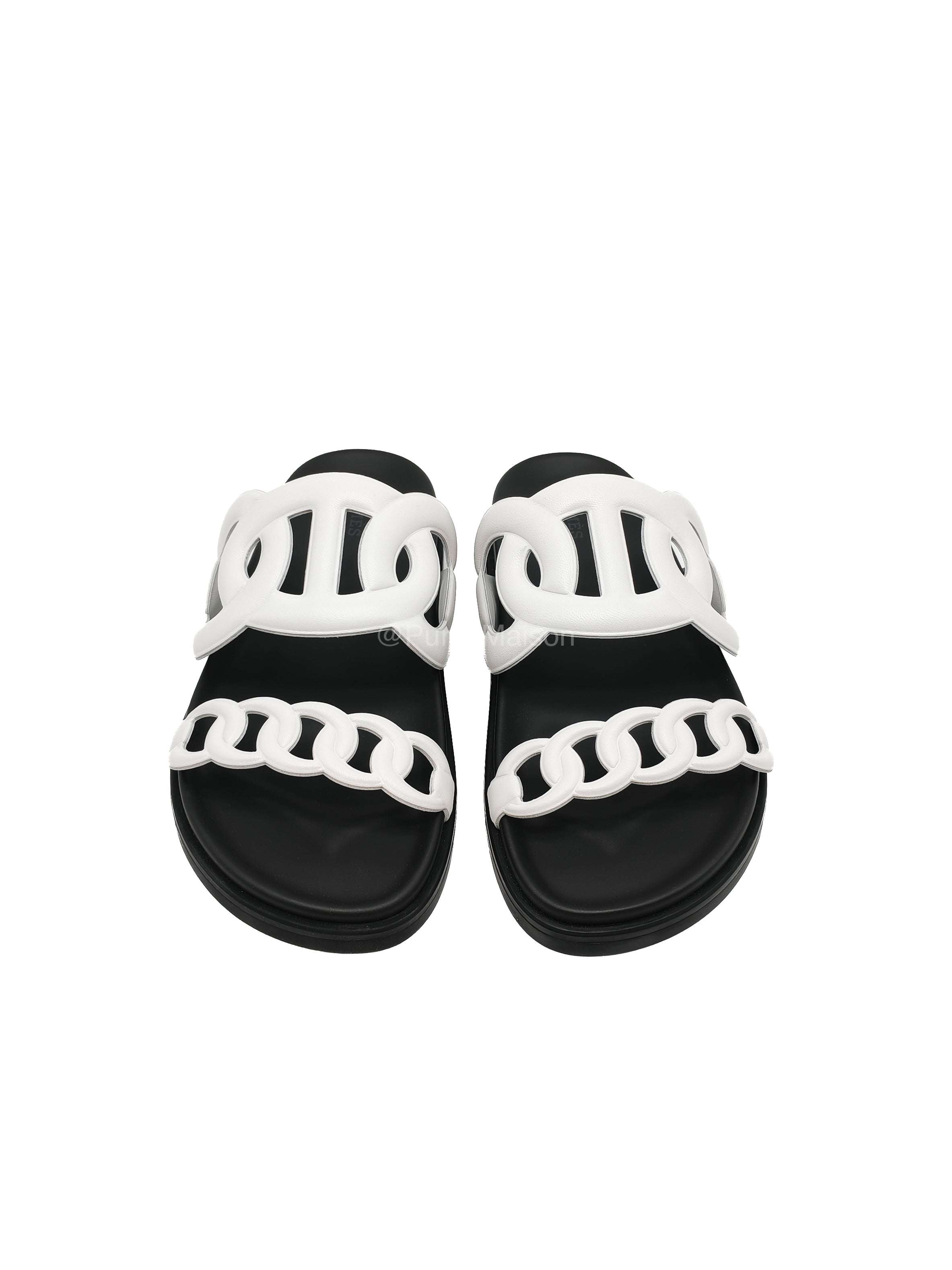 Hermes Extra Sandal in Blanc White Calfskin Leather Size 37 EU(24.5 cm) | Purse Maison Luxury Bags Shop