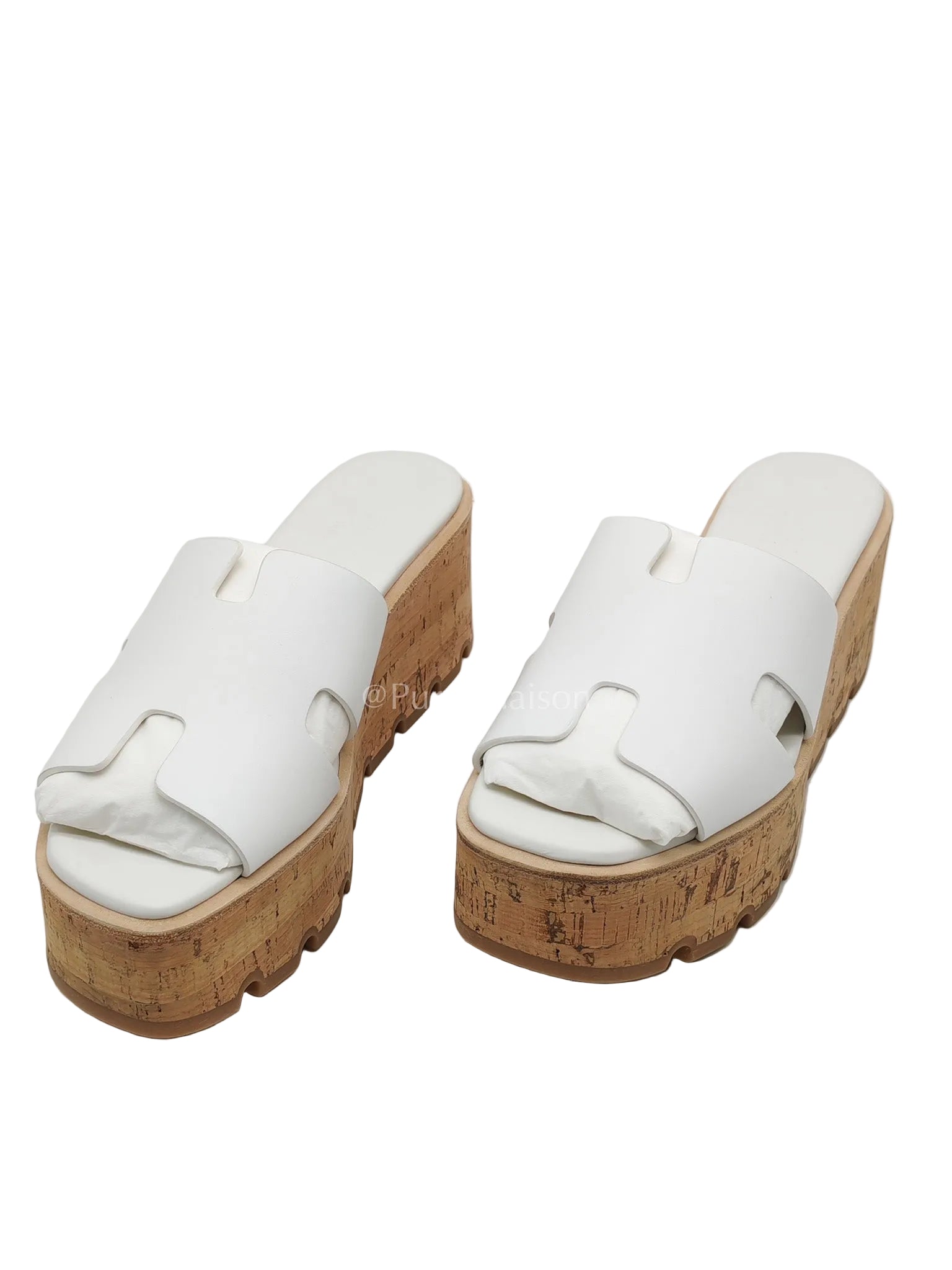 Hermes Eze Sandals in White Calfskin Leather Size 37 EU (24 cm) | Purse Maison Luxury Bags Shop