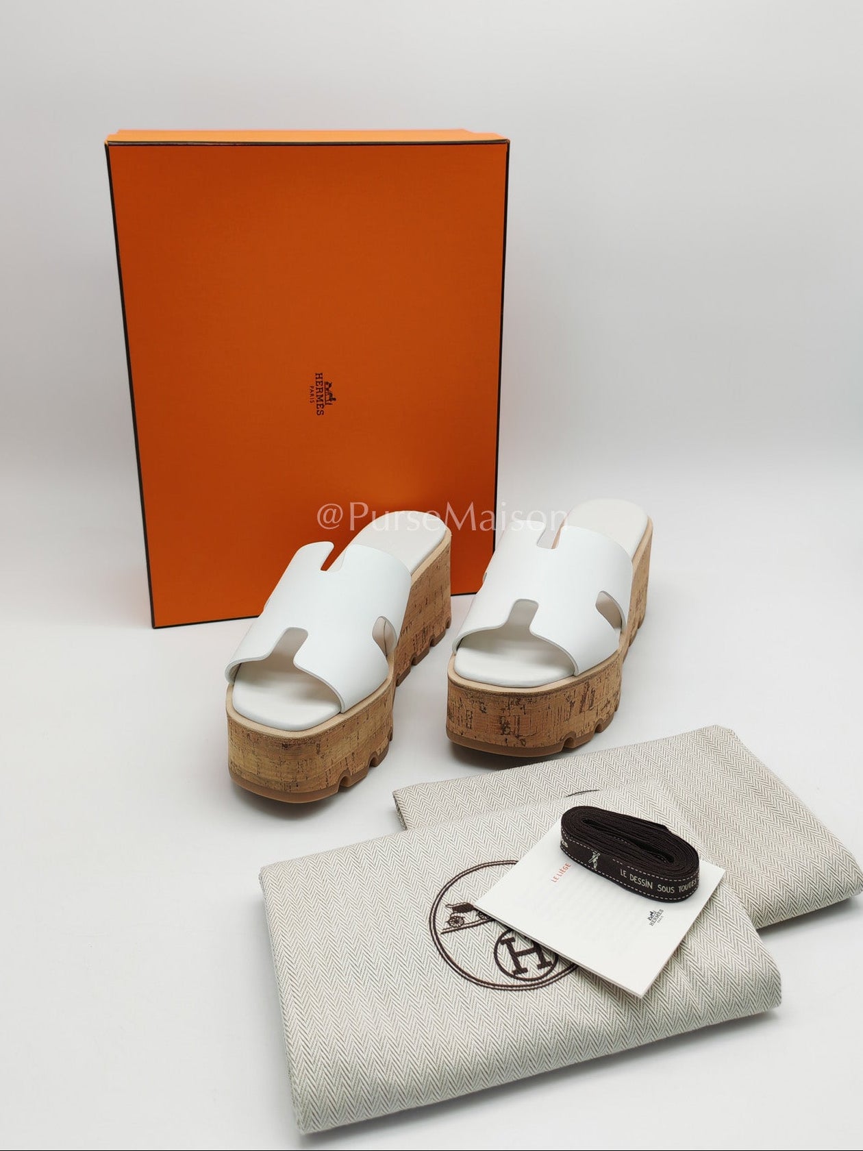 Hermes Eze Sandals in White Calfskin Leather Size 37 EU (24 cm) | Purse Maison Luxury Bags Shop