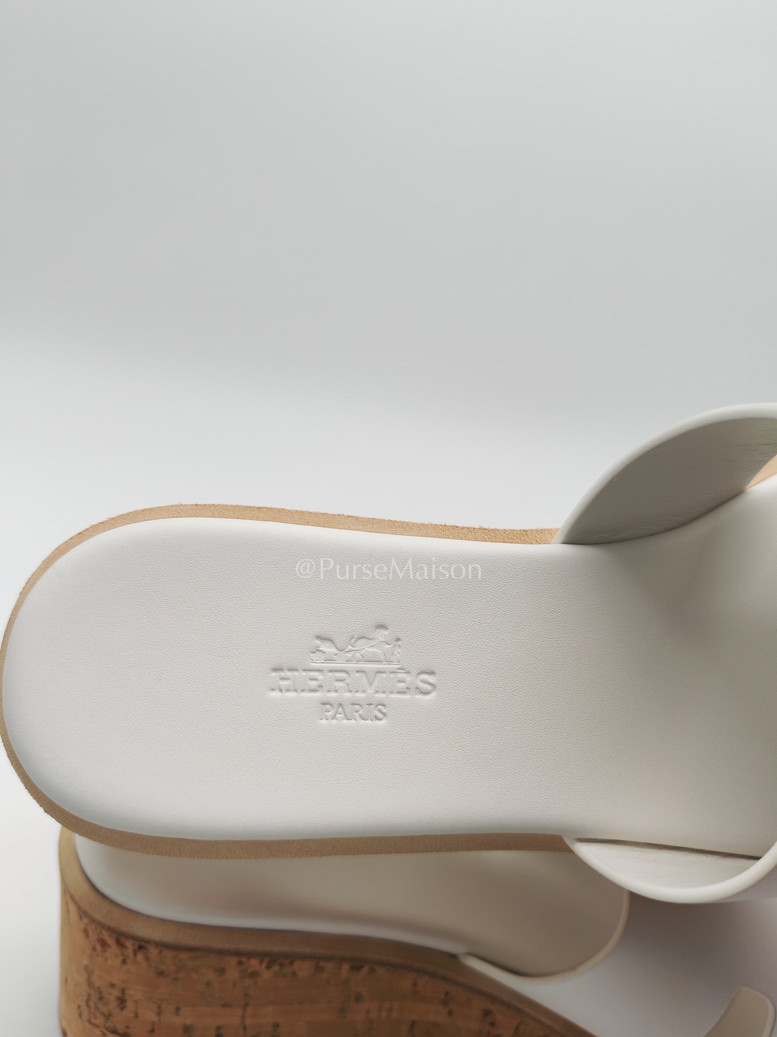 Hermes Eze Sandals in White Calfskin Leather Size 37 EU (24 cm) | Purse Maison Luxury Bags Shop