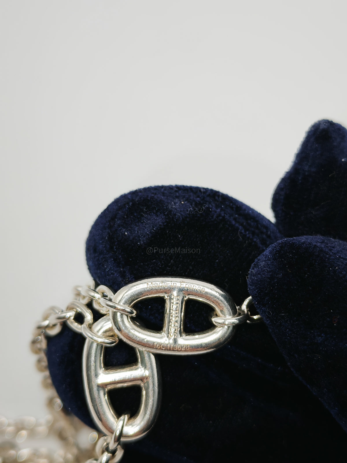Hermes Ferandole Long Necklace in Sterling Silver Chaine d'Ancre Links | Purse Maison Luxury Bags Shop