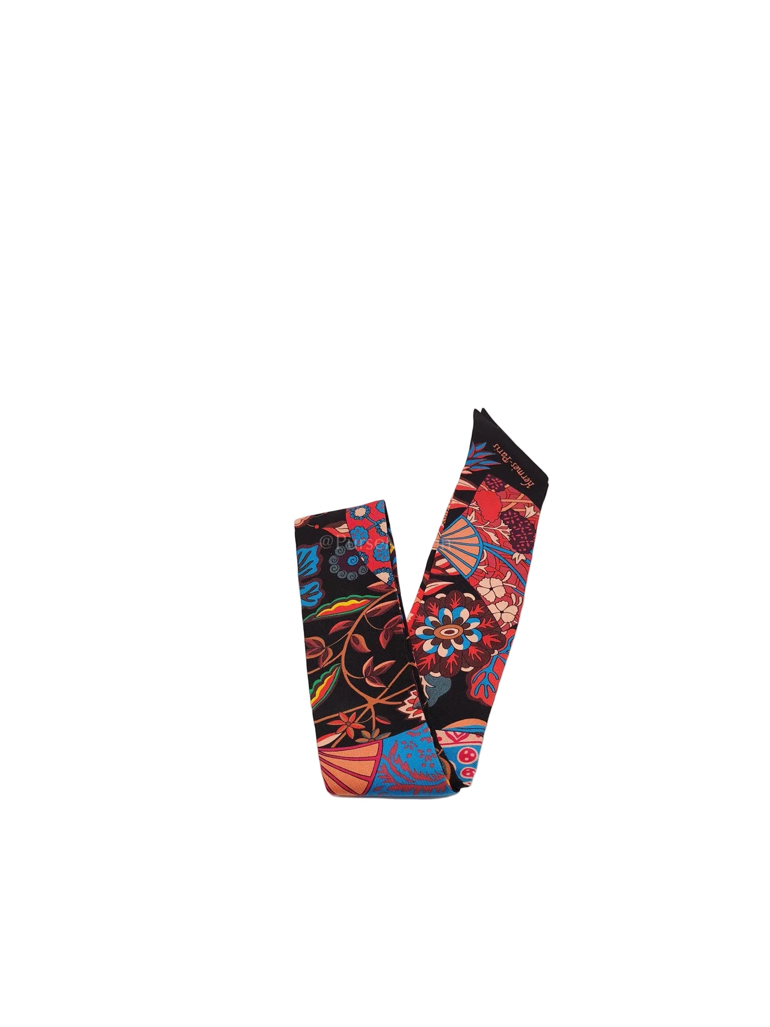 Festival Des Amazones SU/Caramel/Blanc/Noir Silk Twilly (Pair) | Purse Maison Luxury Bags Shop