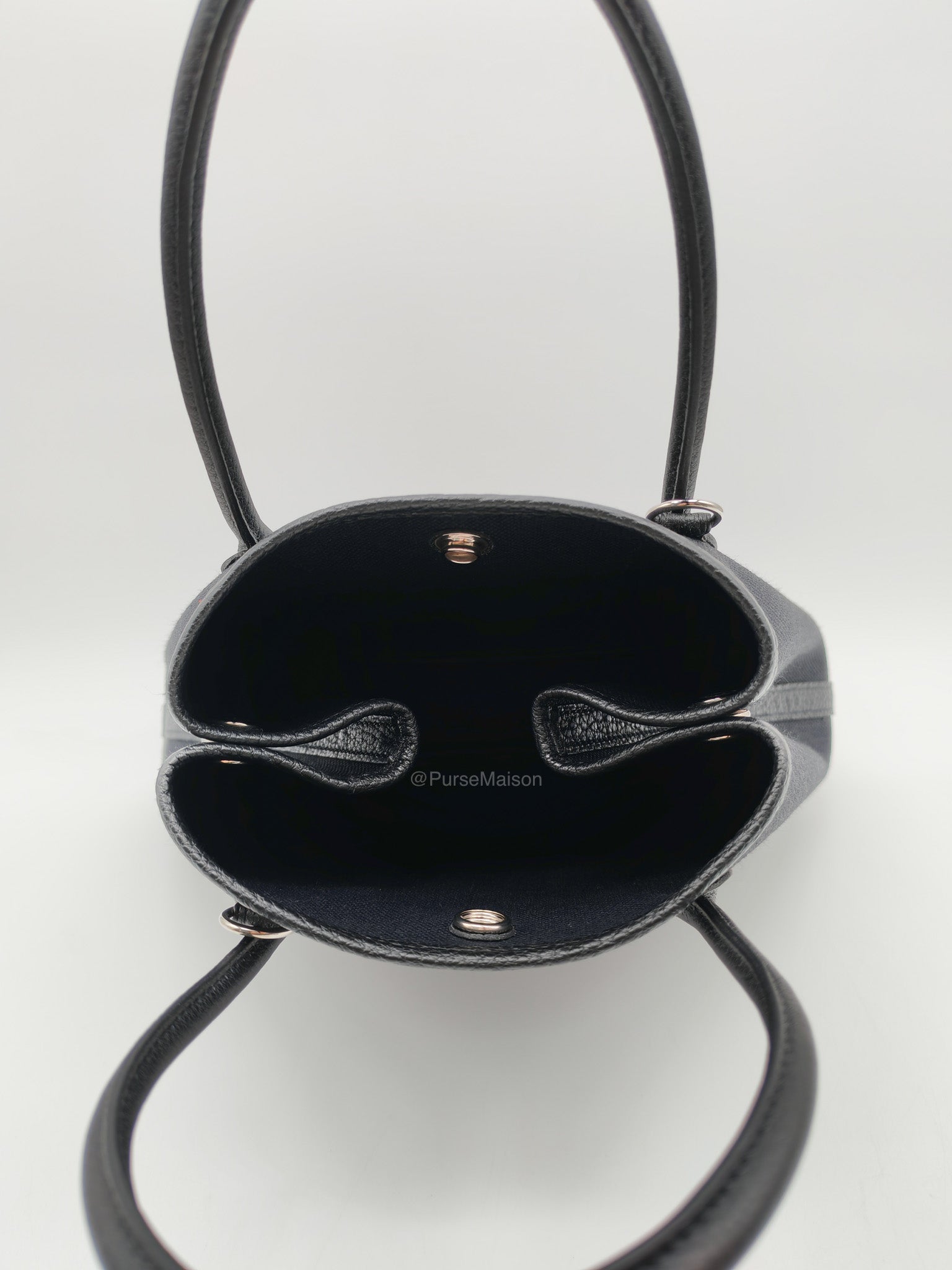 Hermes Garden File 28 Tote Bag in Black Negonda Trim Leather & Canvas Palladium Hardware Stamp U(2022) | Purse Maison Luxury Bags Shop