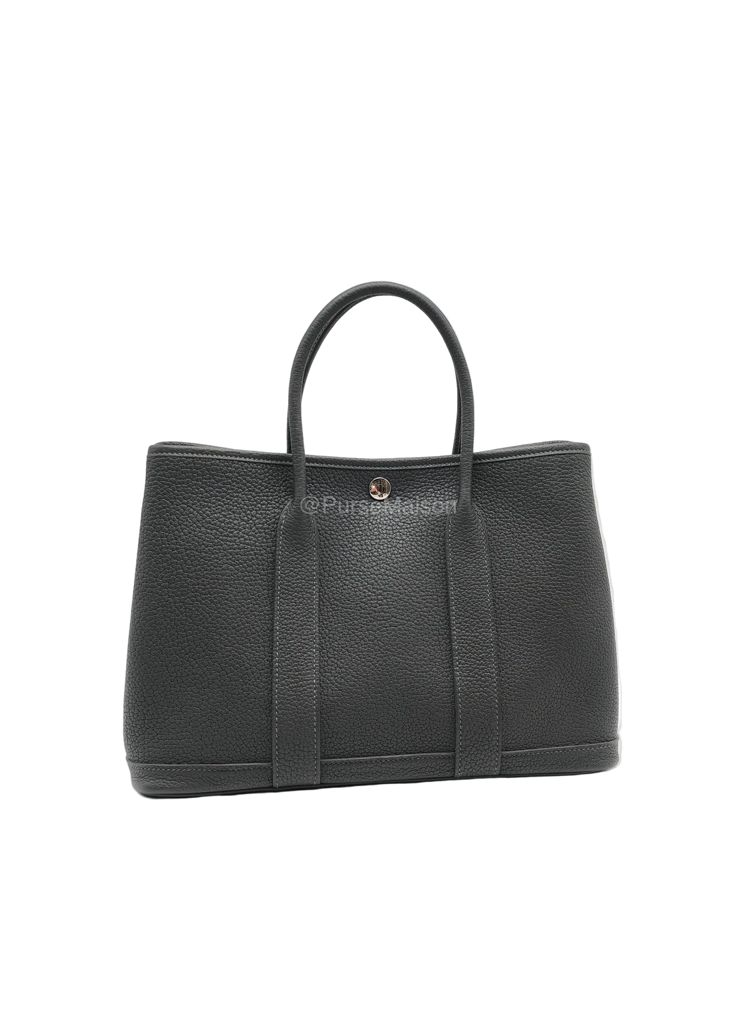 Hermes Garden Party 30 in Plomb Negonda Leather Palladium Hardware Stamp W(2024) | Purse Maison Luxury Bags Shop