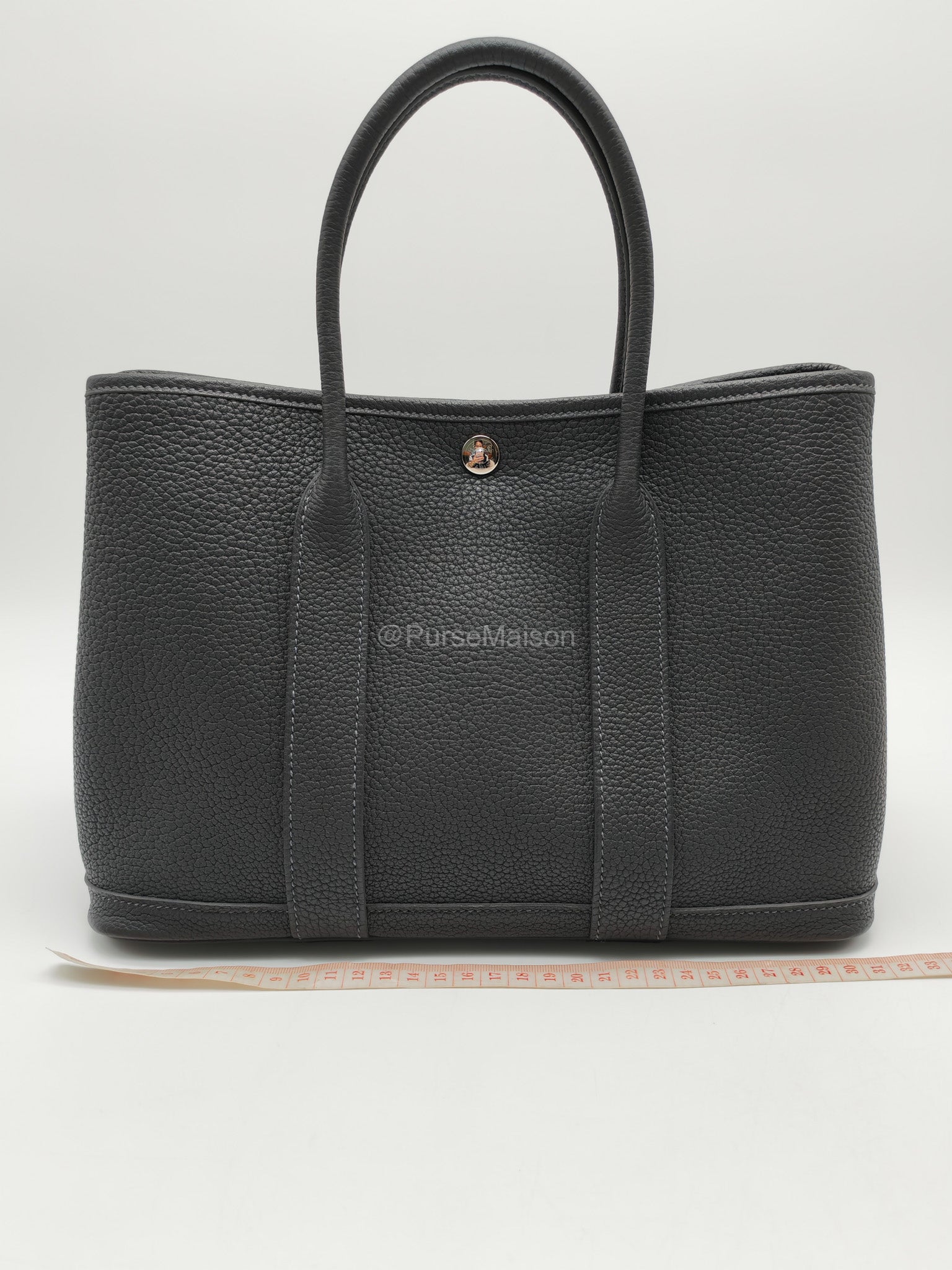 Hermes Garden Party 30 in Plomb Negonda Leather Palladium Hardware Stamp W(2024) | Purse Maison Luxury Bags Shop