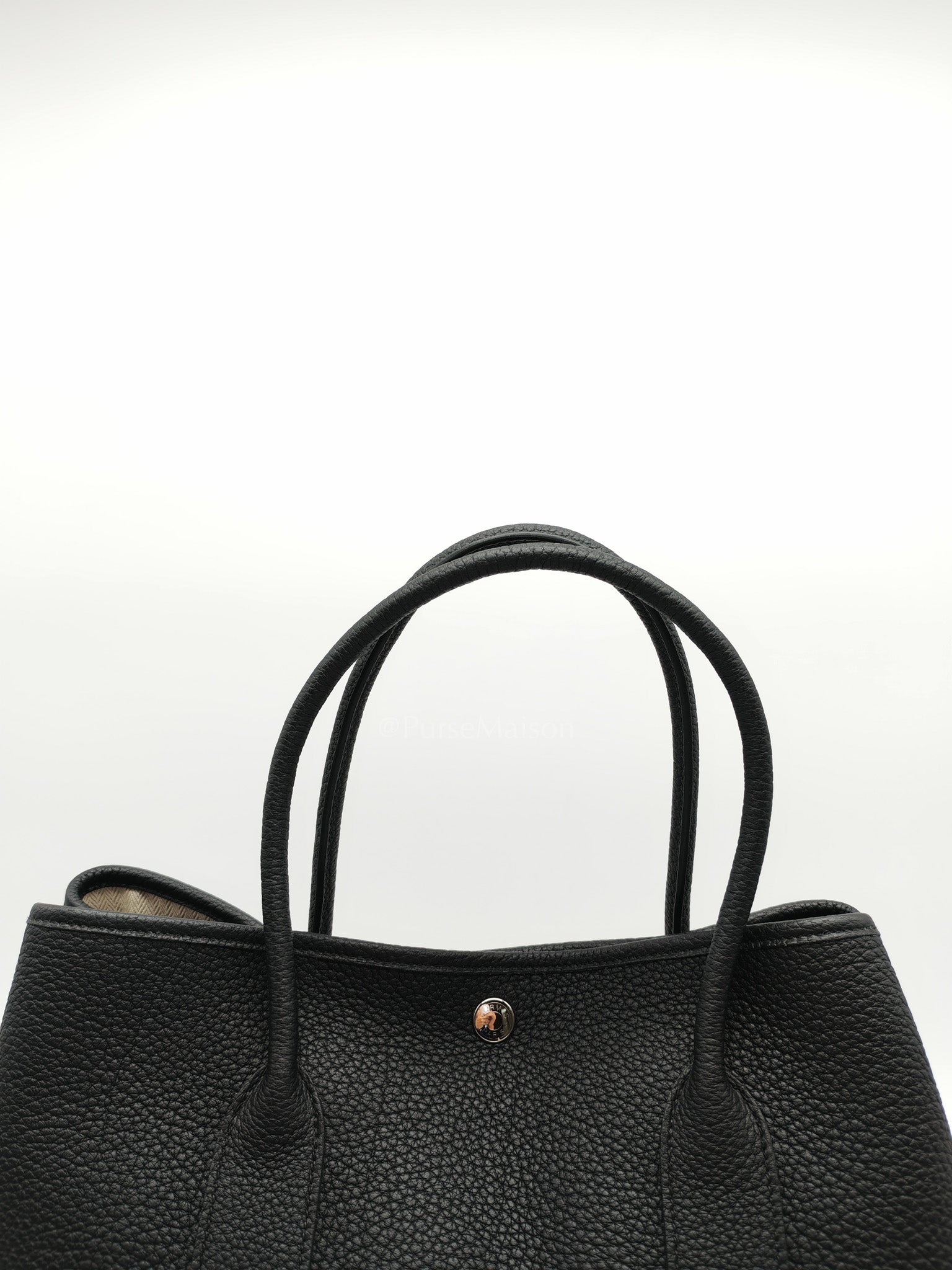 Garden Party Tote 36 (GPT) in Black Veau Negonda Leather and Palladium Hardware Stamp G (2026) | Purse Maison Luxury Bags Shop