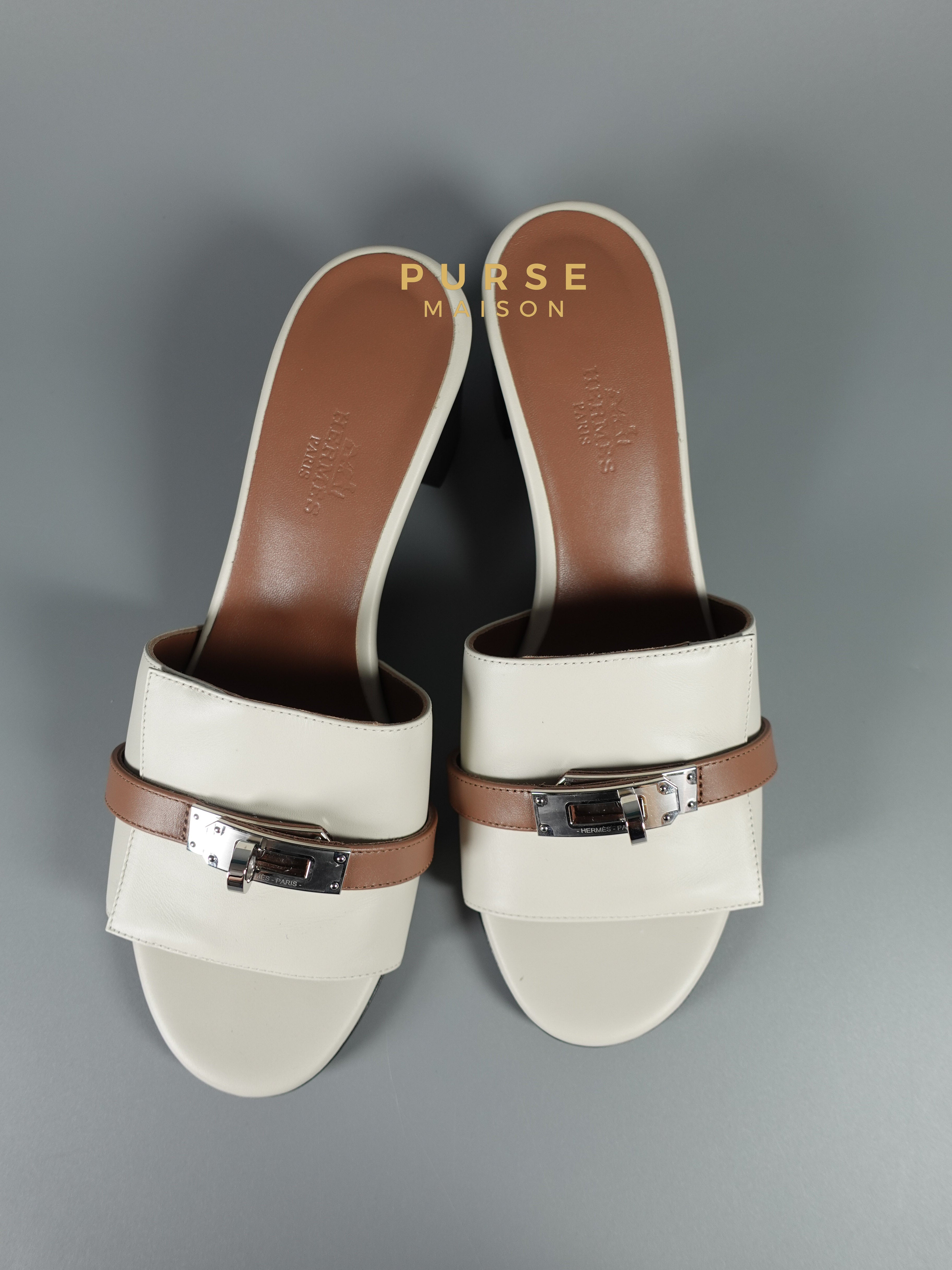Hermes Gigi 50 Beige Glaise/ Rose Perle Sandals Size 37 EU (24cm) | Purse Maison Luxury Bags Shop