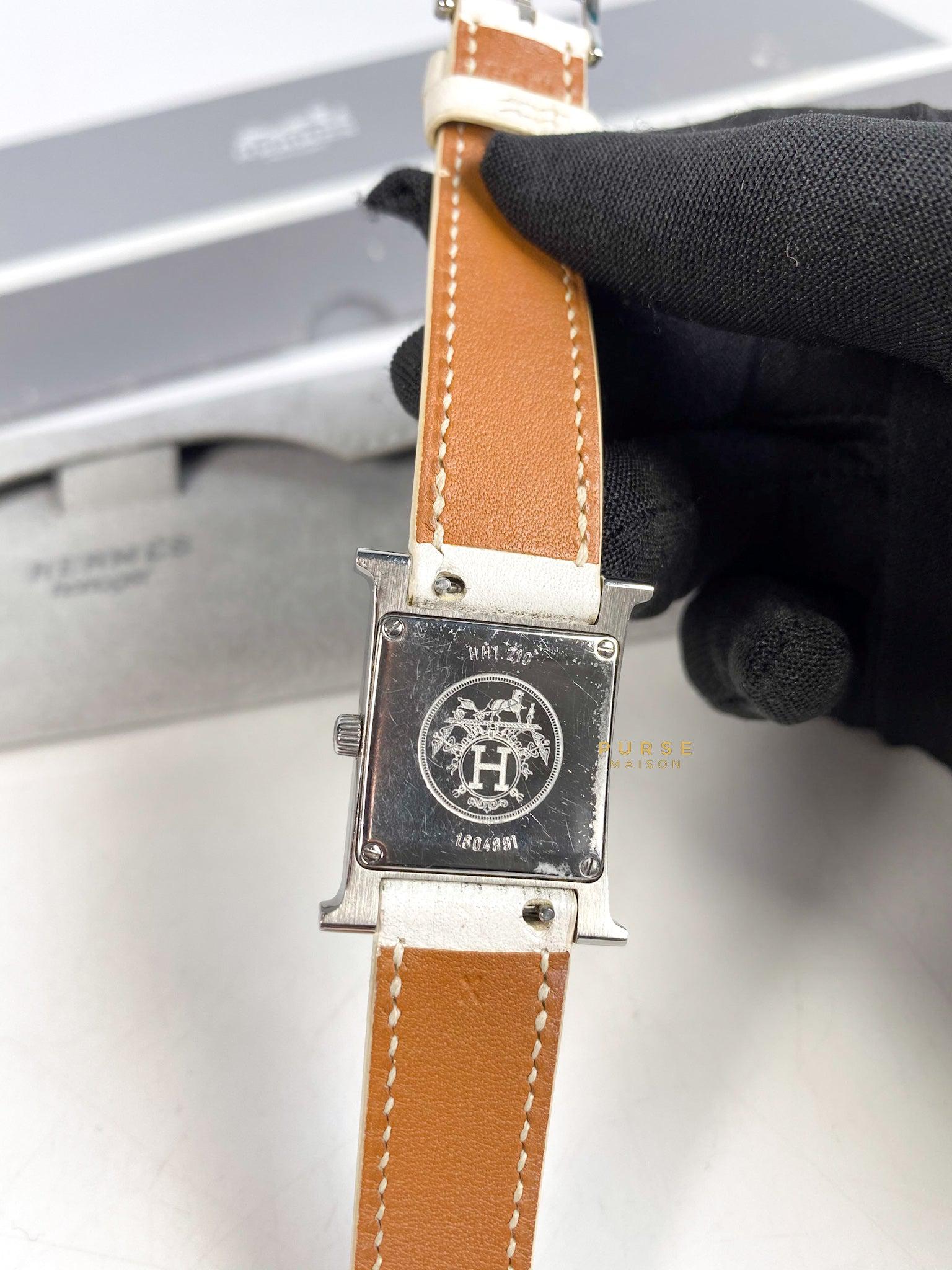 Hermes H Hour Watch White on Palladium Hardware