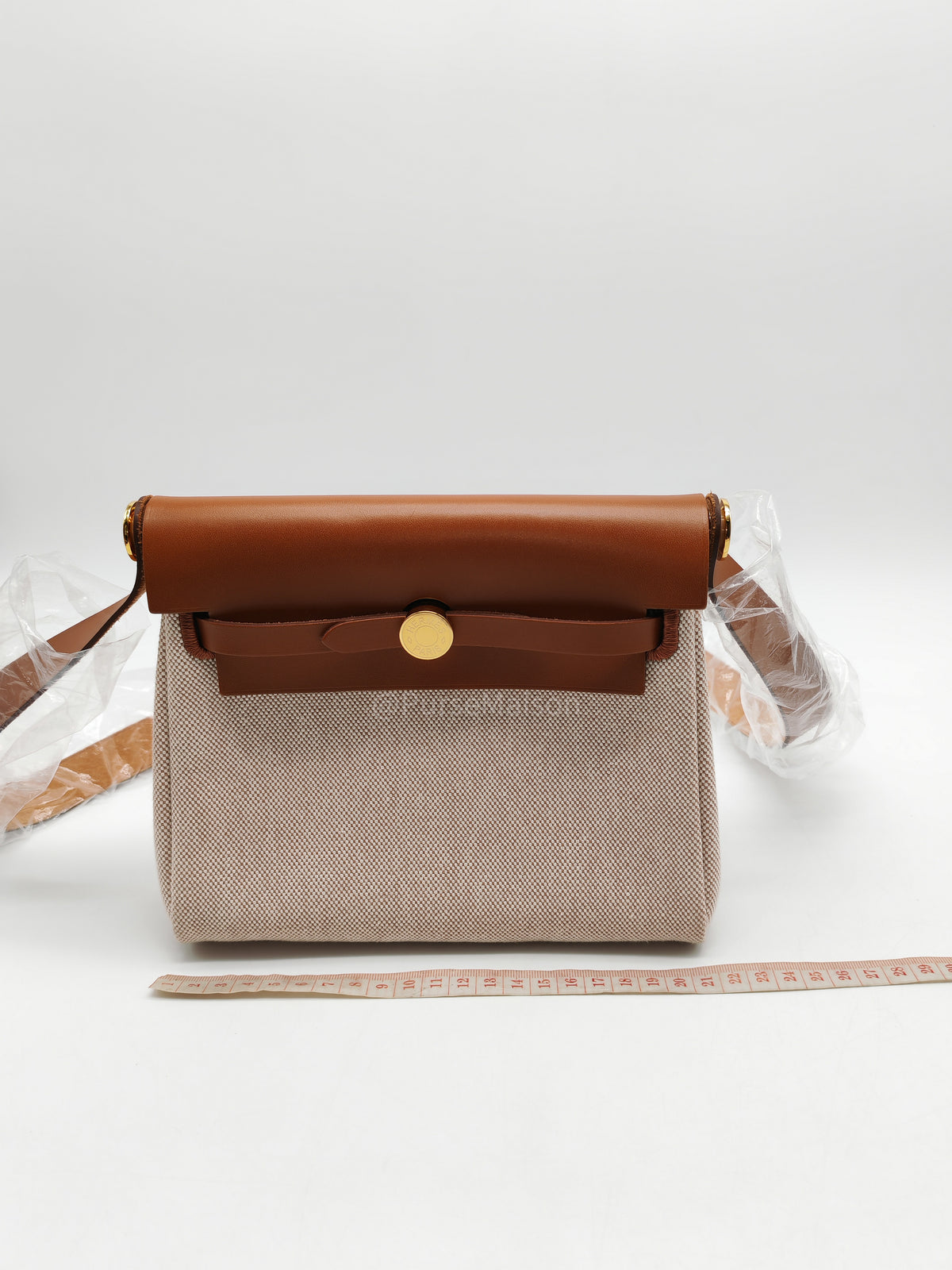 Hermes Herbag 20 Mini in Beige Ecru Canvas and Gold Hardware Stamp K (2025) | Purse Maison Luxury Bags Shop