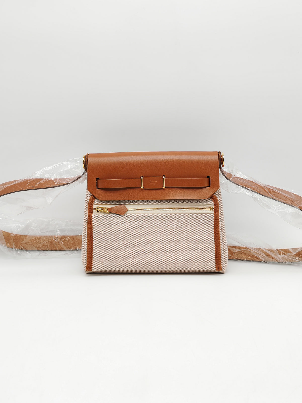 Hermes Herbag 20 Mini in Beige Ecru Canvas and Gold Hardware Stamp K (2025) | Purse Maison Luxury Bags Shop