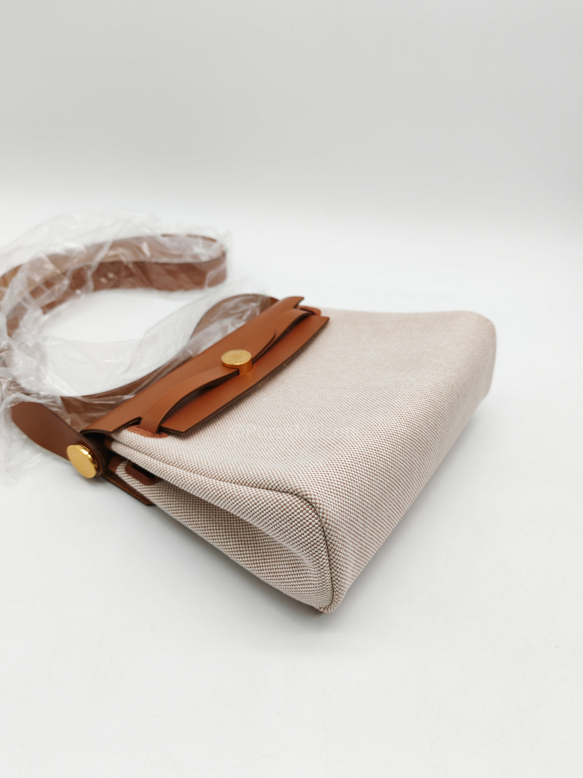 Hermes Herbag 20 Mini in Beige Ecru Canvas and Gold Hardware Stamp K (2025) | Purse Maison Luxury Bags Shop