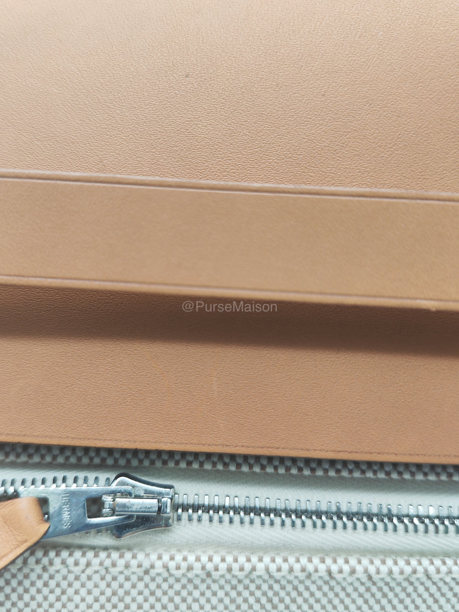 Hermes Herbag Messenger 39 in Beige Canvas Palladium Hardware Stamp Square N(2010) | Purse Maison Luxury Bags Shop