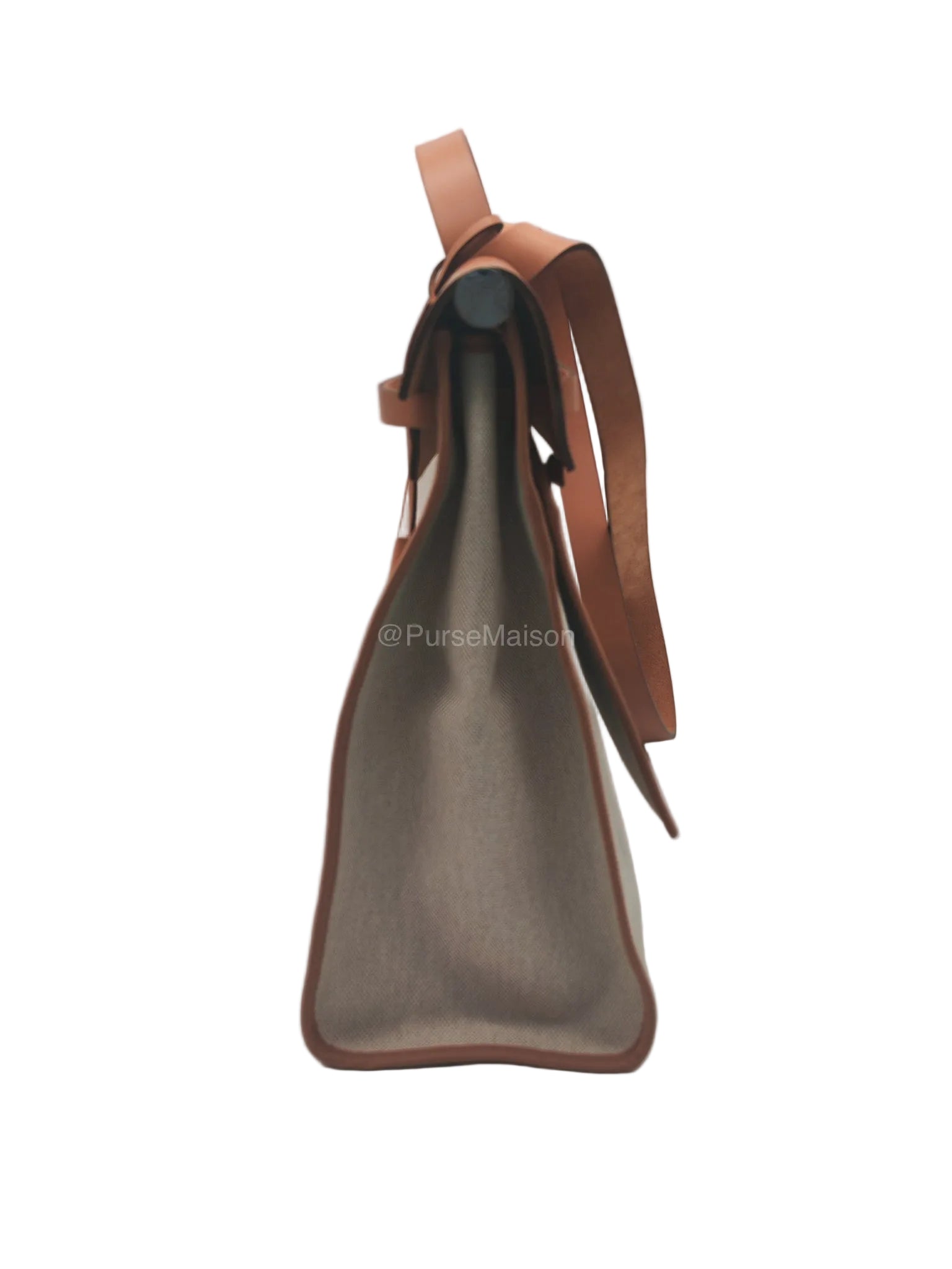 Hermes Herbag Messenger 39 in Beige Canvas Palladium Hardware Stamp Square N(2010) | Purse Maison Luxury Bags Shop
