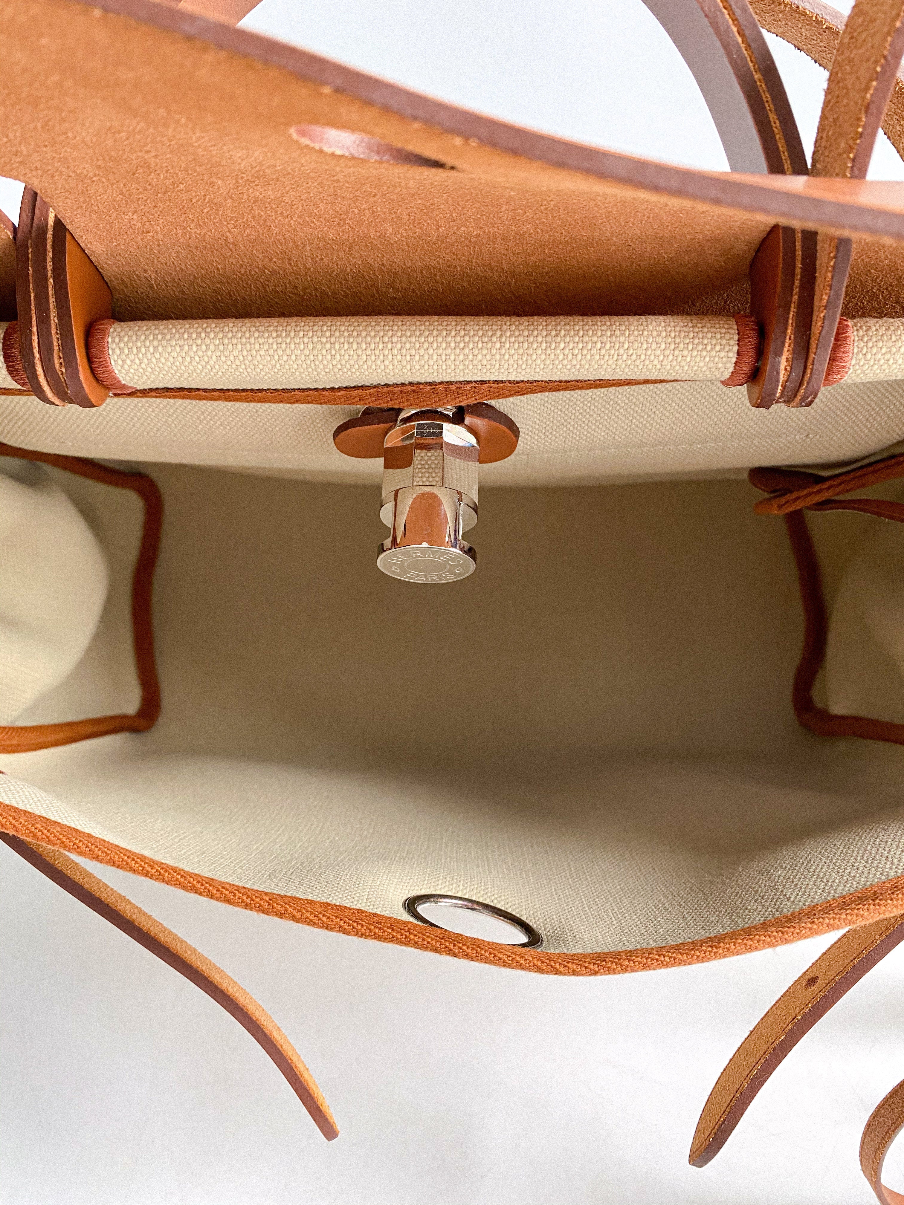 Hermes Herbag Zip 31 Ecru Beige in Palladiun Hardware Stamp U