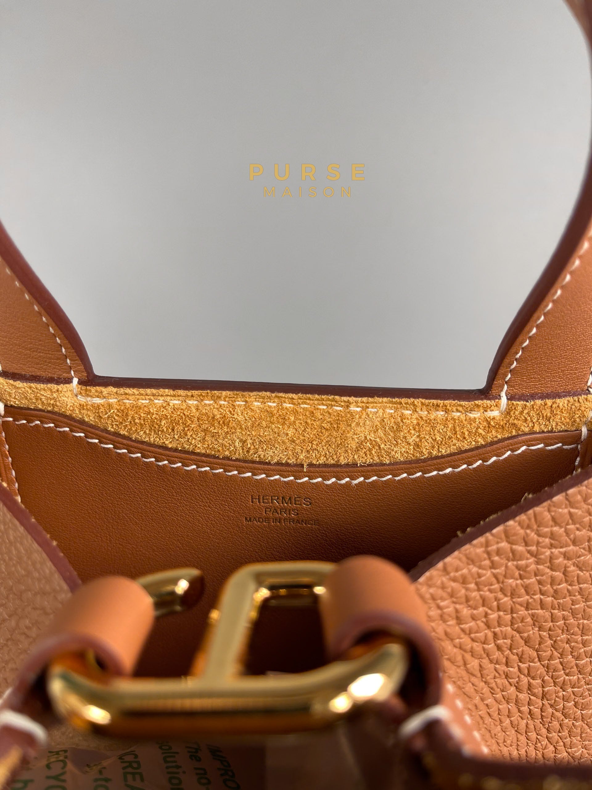 Hermes In the Loop 18 in Gold Clemence and Gold Hardware Stamp B | Purse Maison Luxury Bags Shop