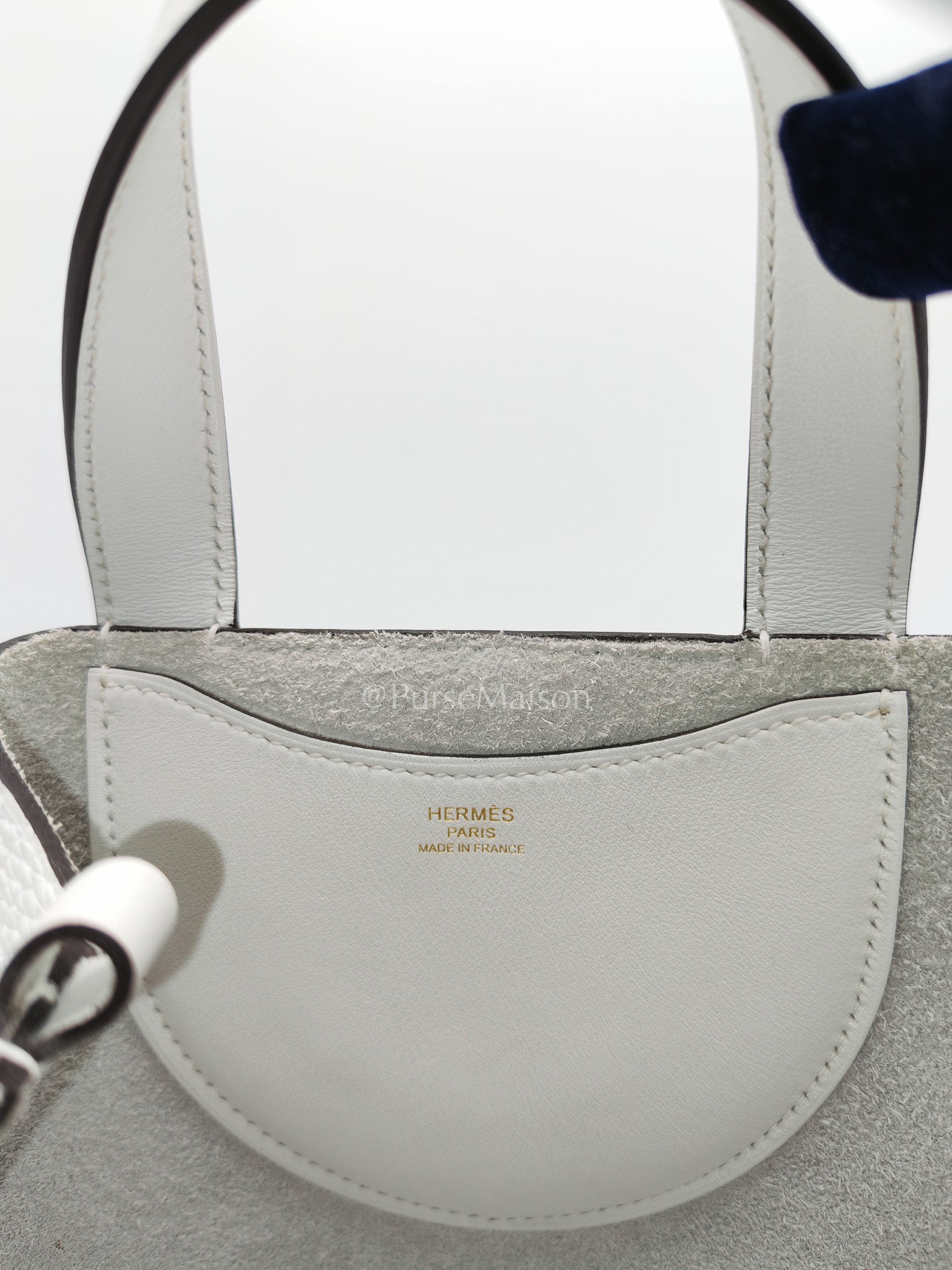 Hermes In The Loop Lock 18 in White Clemence Leather Gold Hardware Stamp B (2023) | Purse Maison Luxury Bags Shop