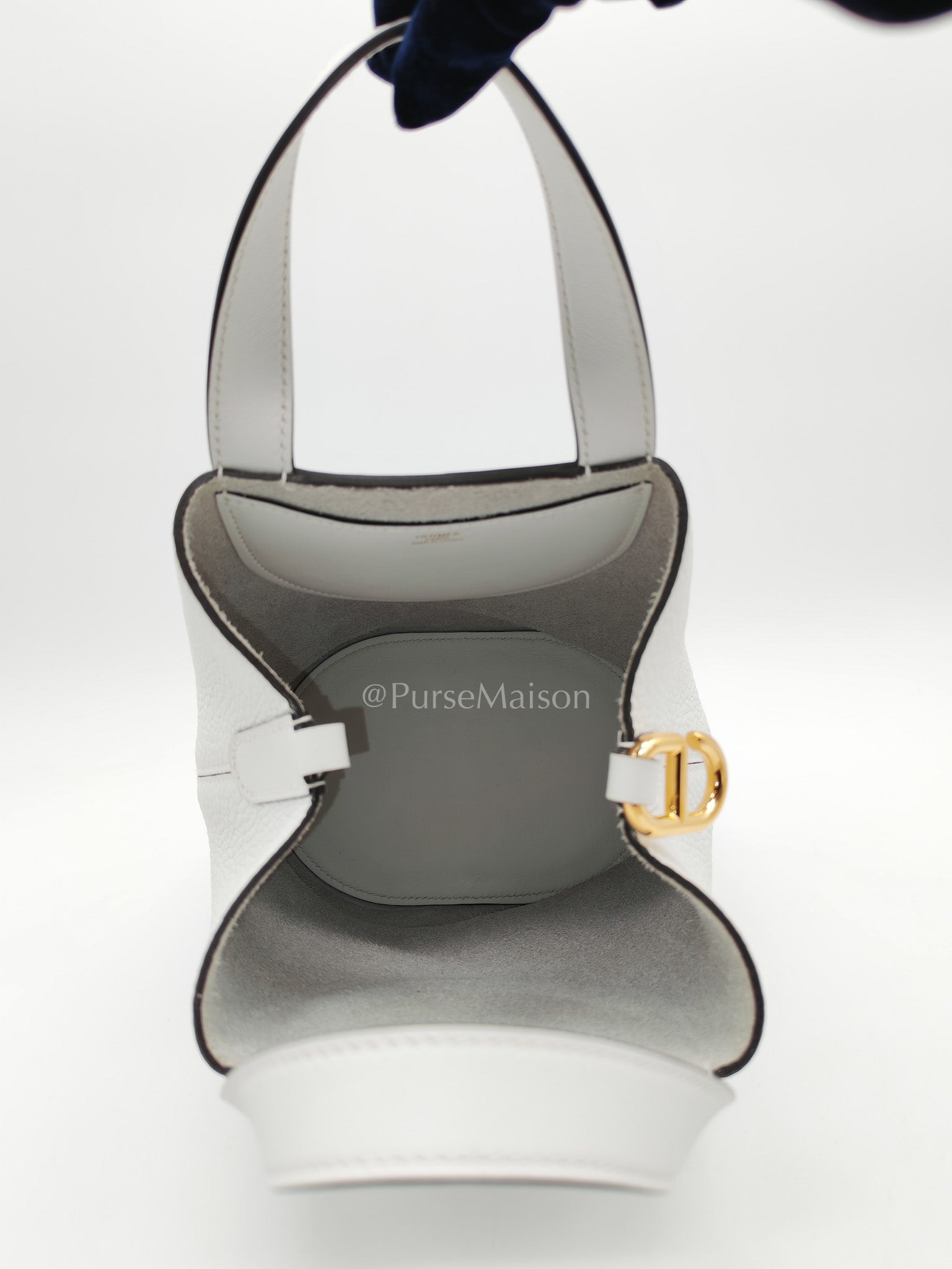 Hermes In The Loop Lock 18 in White Clemence Leather Gold Hardware Stamp B (2023) | Purse Maison Luxury Bags Shop