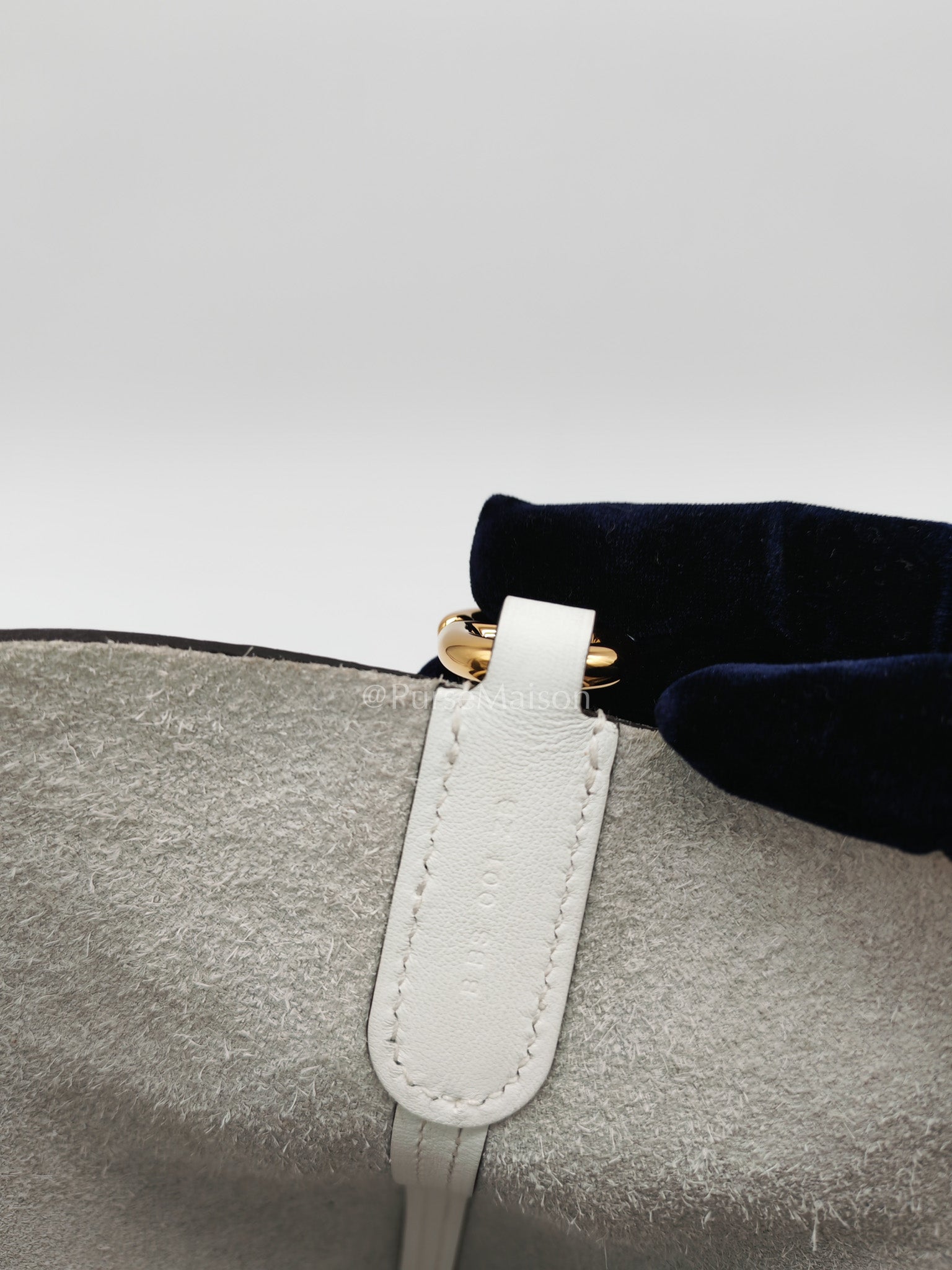Hermes In The Loop Lock 18 in White Clemence Leather Gold Hardware Stamp B (2023) | Purse Maison Luxury Bags Shop