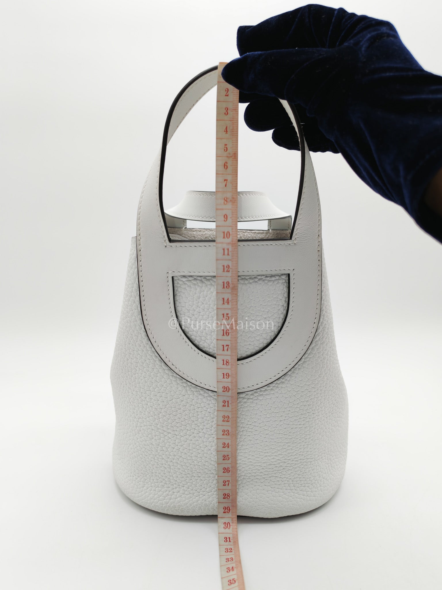 Hermes In The Loop Lock 18 in White Clemence Leather Gold Hardware Stamp B (2023) | Purse Maison Luxury Bags Shop