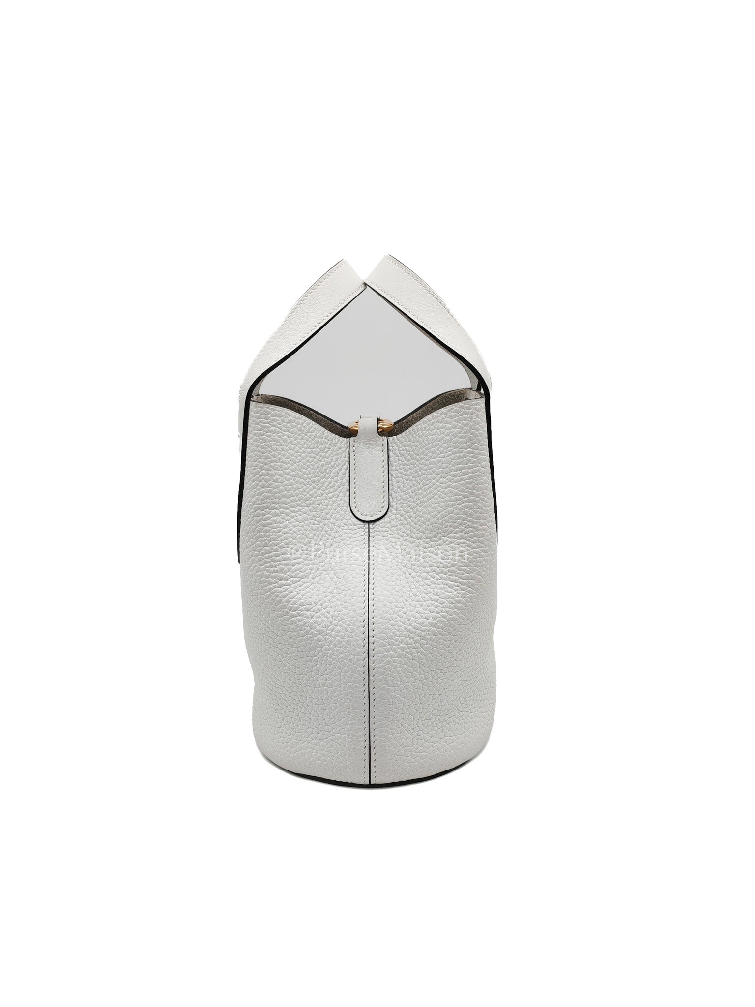 Hermes In The Loop Lock 18 in White Clemence Leather Gold Hardware Stamp B (2023) | Purse Maison Luxury Bags Shop