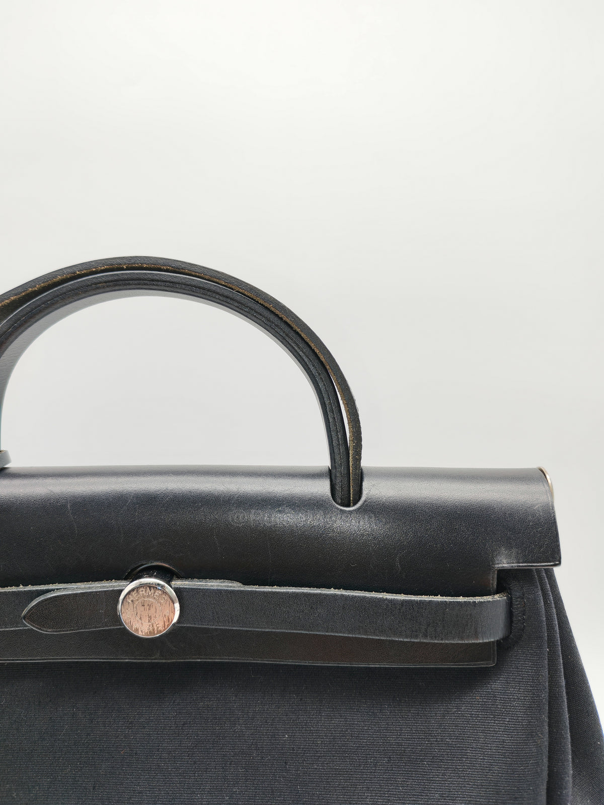Hermes Interchangeable Herbag Zip 31 in Black & White Woven Canvas Palladium Hardware Stamp Square G(2003) | Purse Maison Luxury Bags Shop