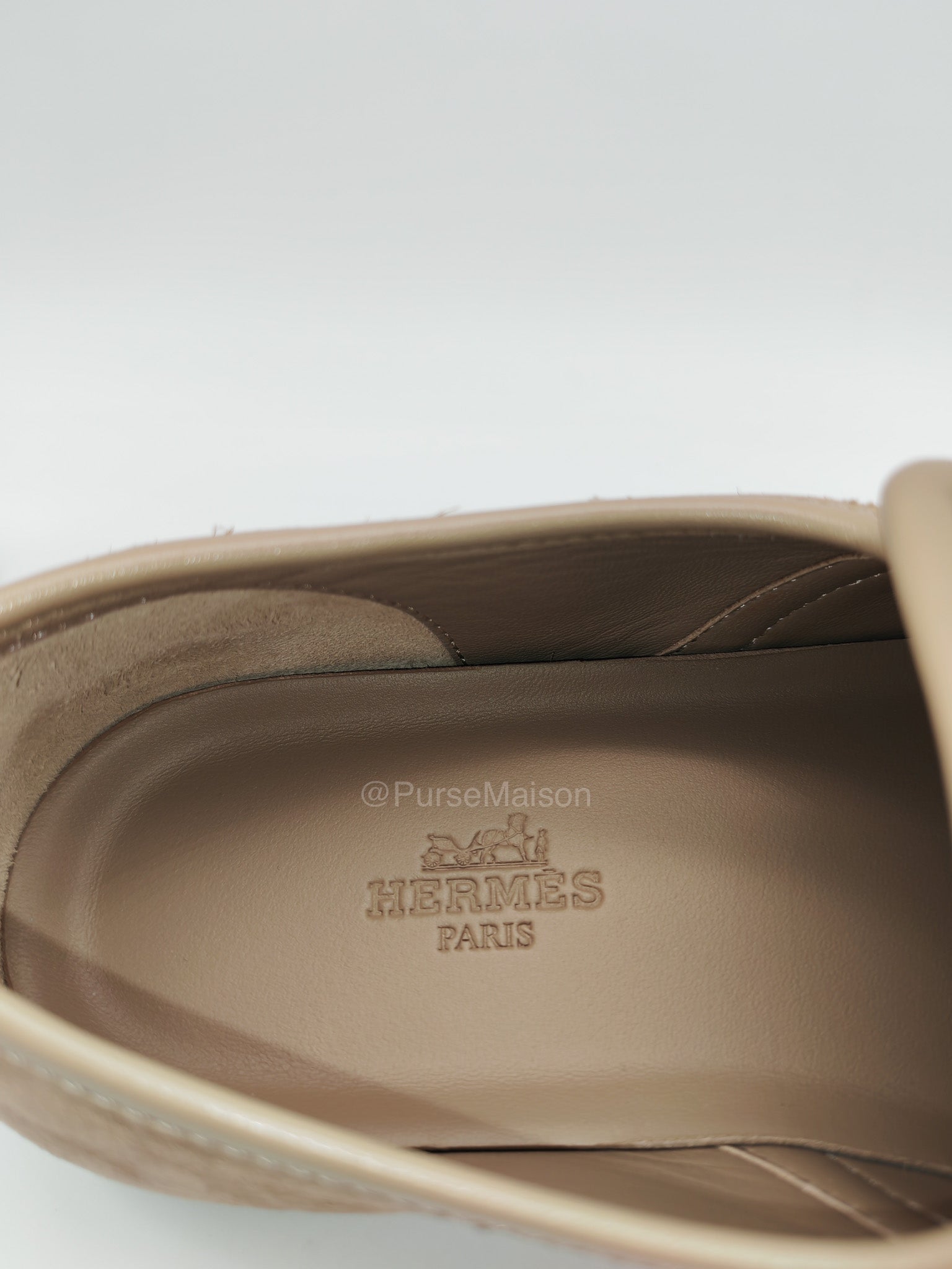 Hermes Jour Loafers in Brown Suede Goatskin Leather Palladium Médor Stud Hardware Size 37.5 (24 cm) | Purse Maison Luxury Bags Shop
