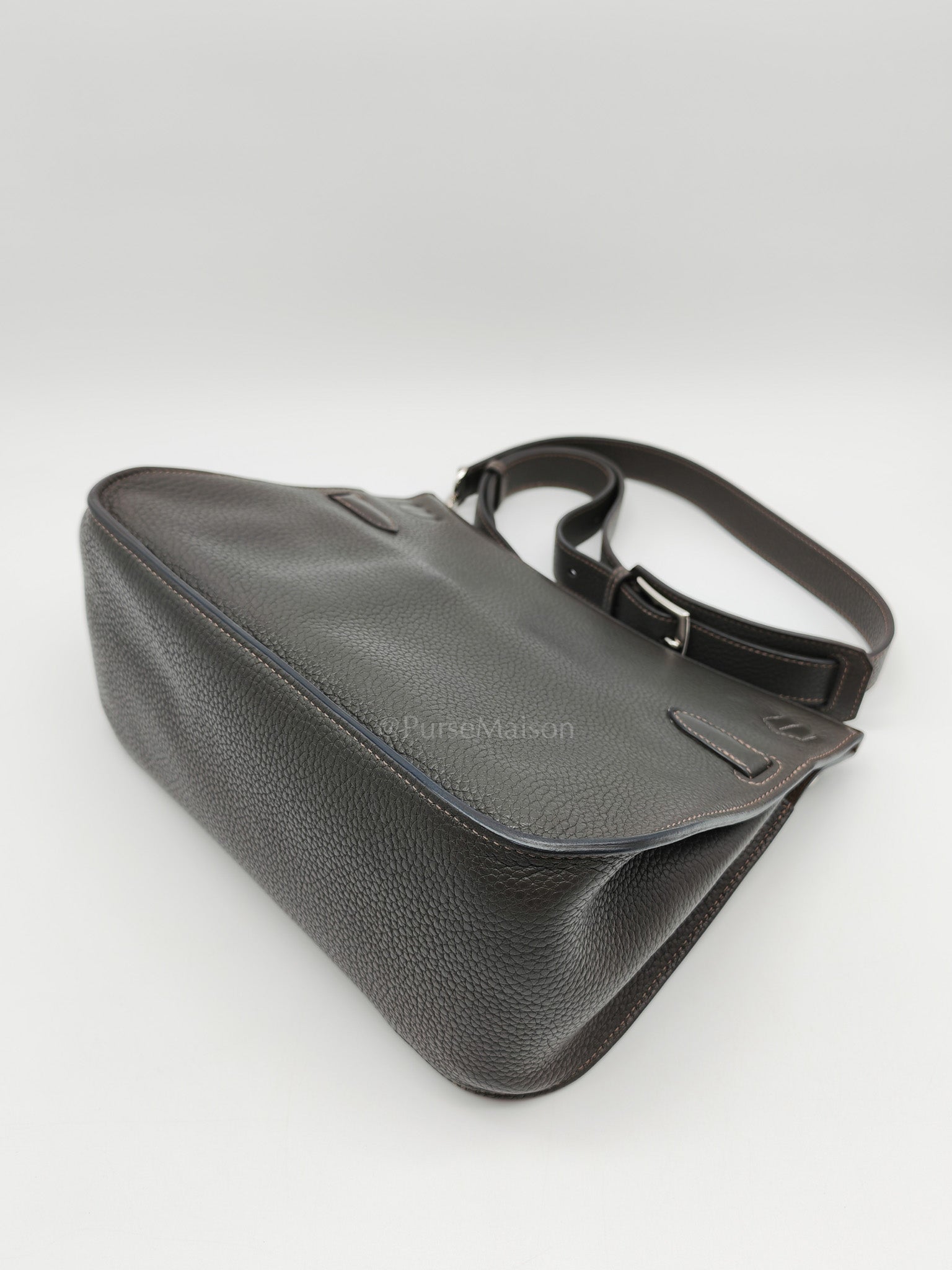 Jypsiere 28 in Gris Etain Clemence Leather & Palladium Hardware Stamp B (2023) | Purse Maison Luxury Bags Shop