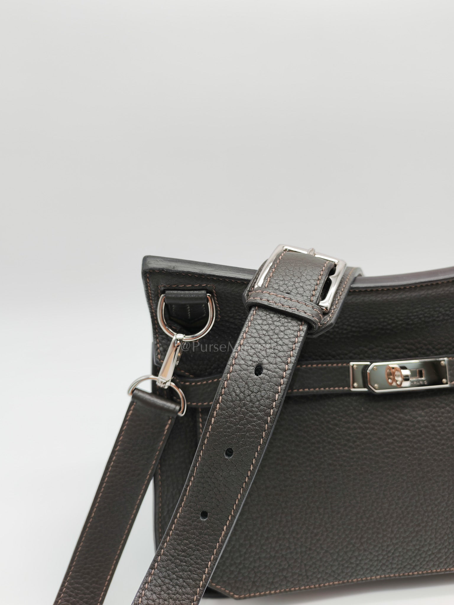 Jypsiere 28 in Gris Etain Clemence Leather & Palladium Hardware Stamp B (2023) | Purse Maison Luxury Bags Shop