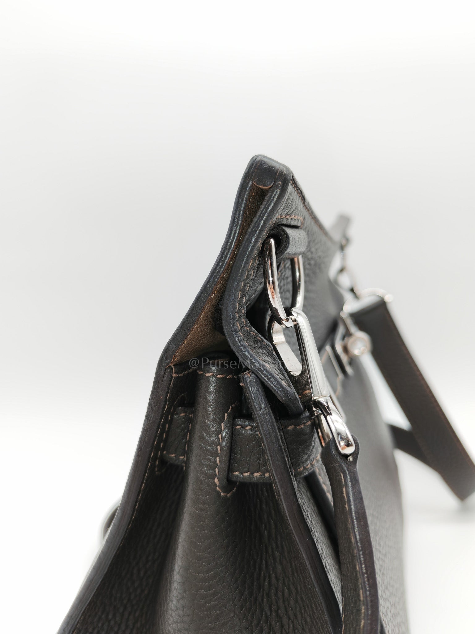 Jypsiere 28 in Gris Etain Clemence Leather & Palladium Hardware Stamp B (2023) | Purse Maison Luxury Bags Shop