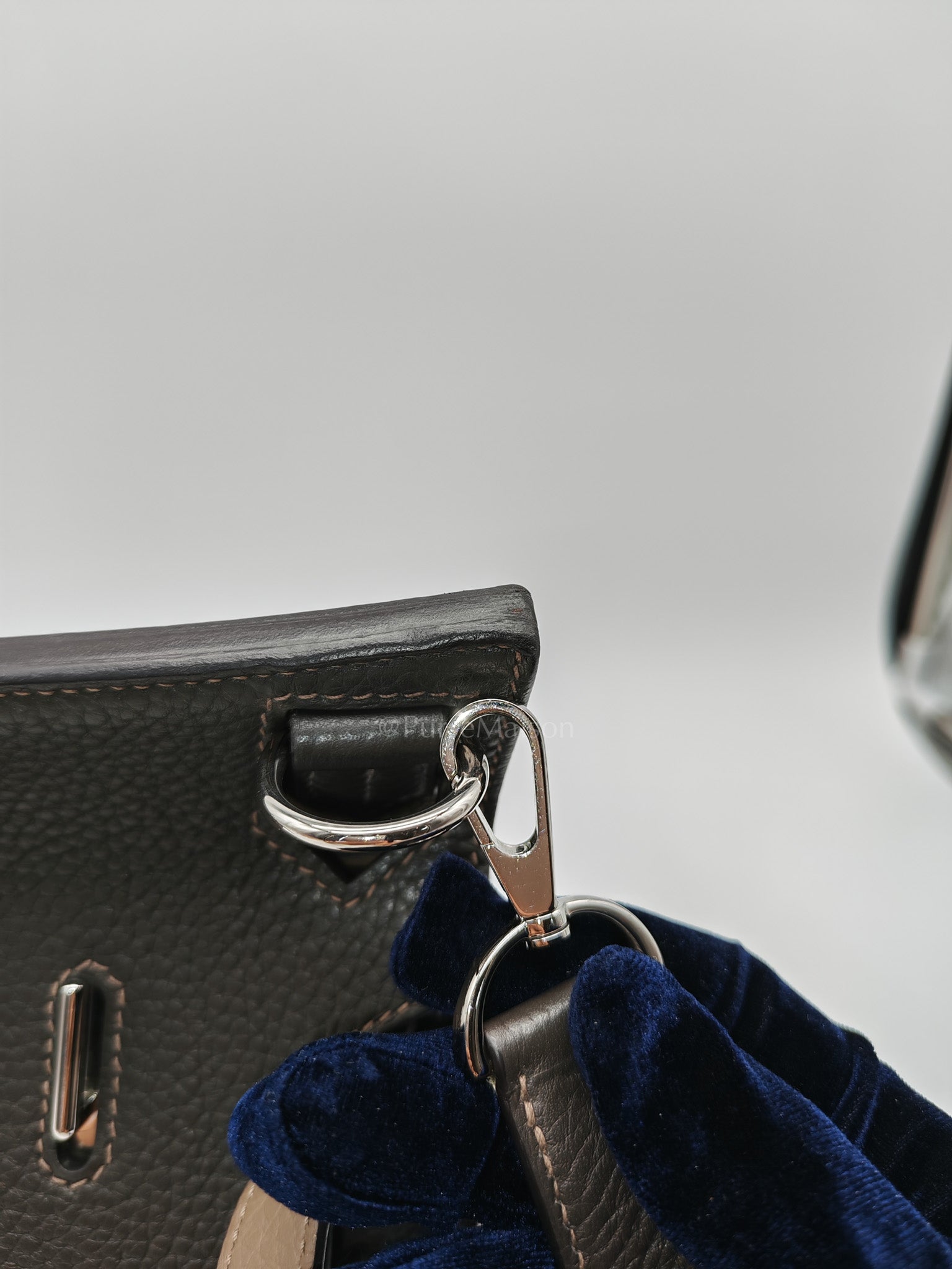 Jypsiere 28 in Gris Etain Clemence Leather & Palladium Hardware Stamp B (2023) | Purse Maison Luxury Bags Shop