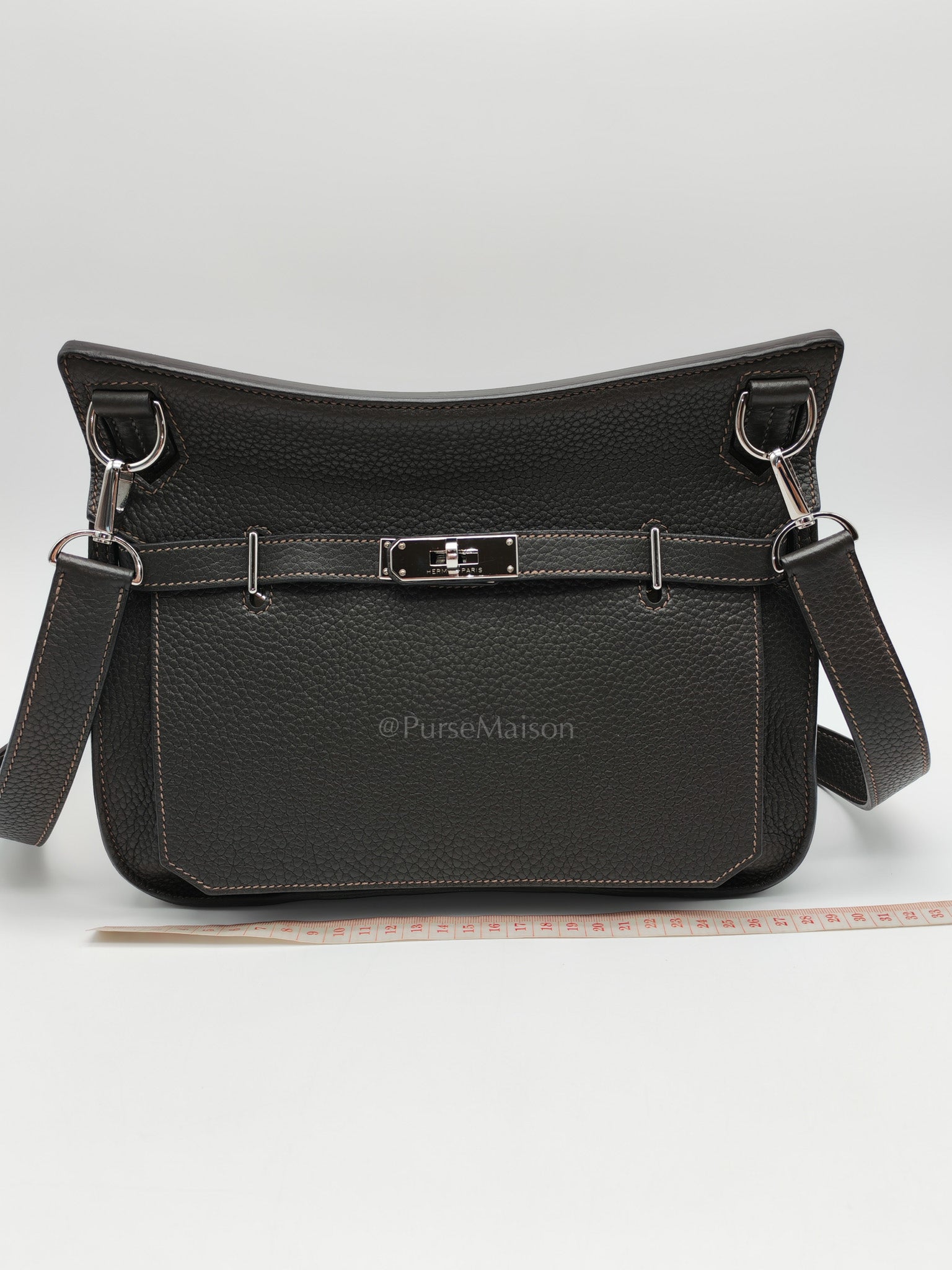 Jypsiere 28 in Gris Etain Clemence Leather & Palladium Hardware Stamp B (2023) | Purse Maison Luxury Bags Shop