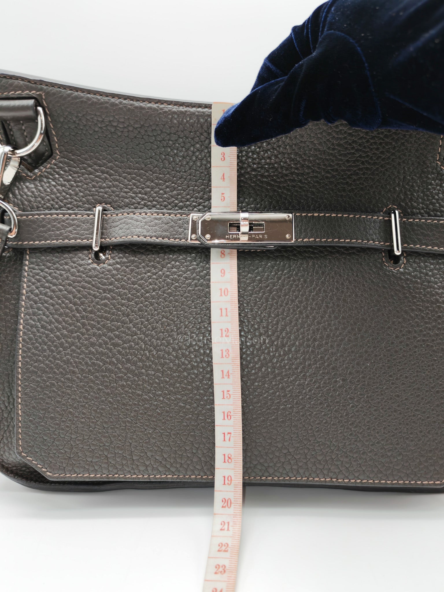 Jypsiere 28 in Gris Etain Clemence Leather & Palladium Hardware Stamp B (2023) | Purse Maison Luxury Bags Shop