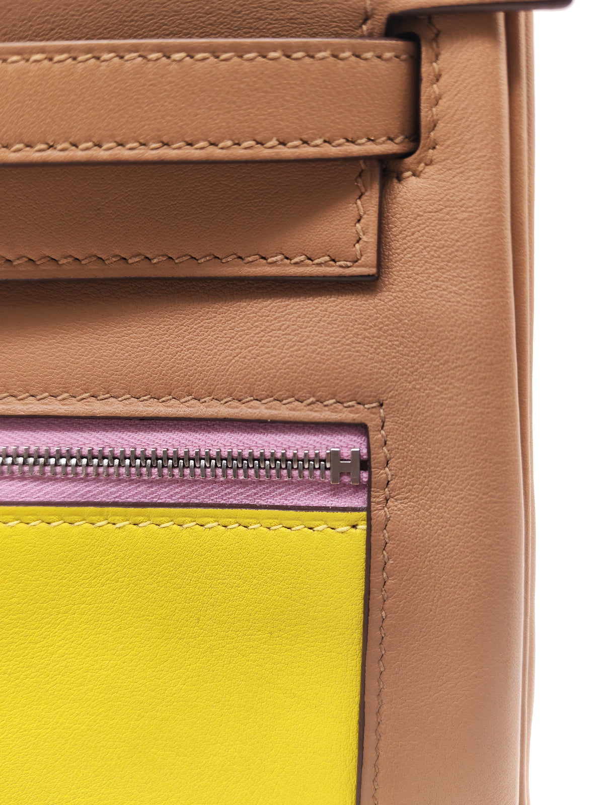 Hermes Kelly 25 Retourne in Colormatic Veau Swift Leather Chai/Lime/Brume/Cassis/Nata Palladium HardwareStamp B(2023) | Purse Maison Luxury Bags Shop