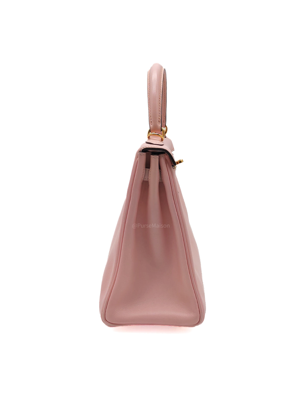 Hermes Kelly 25 Retourne in Rose Sakura Swift Leather and Gold Hardware Stamp T (2015) | Purse Maison Luxury Bags Shop